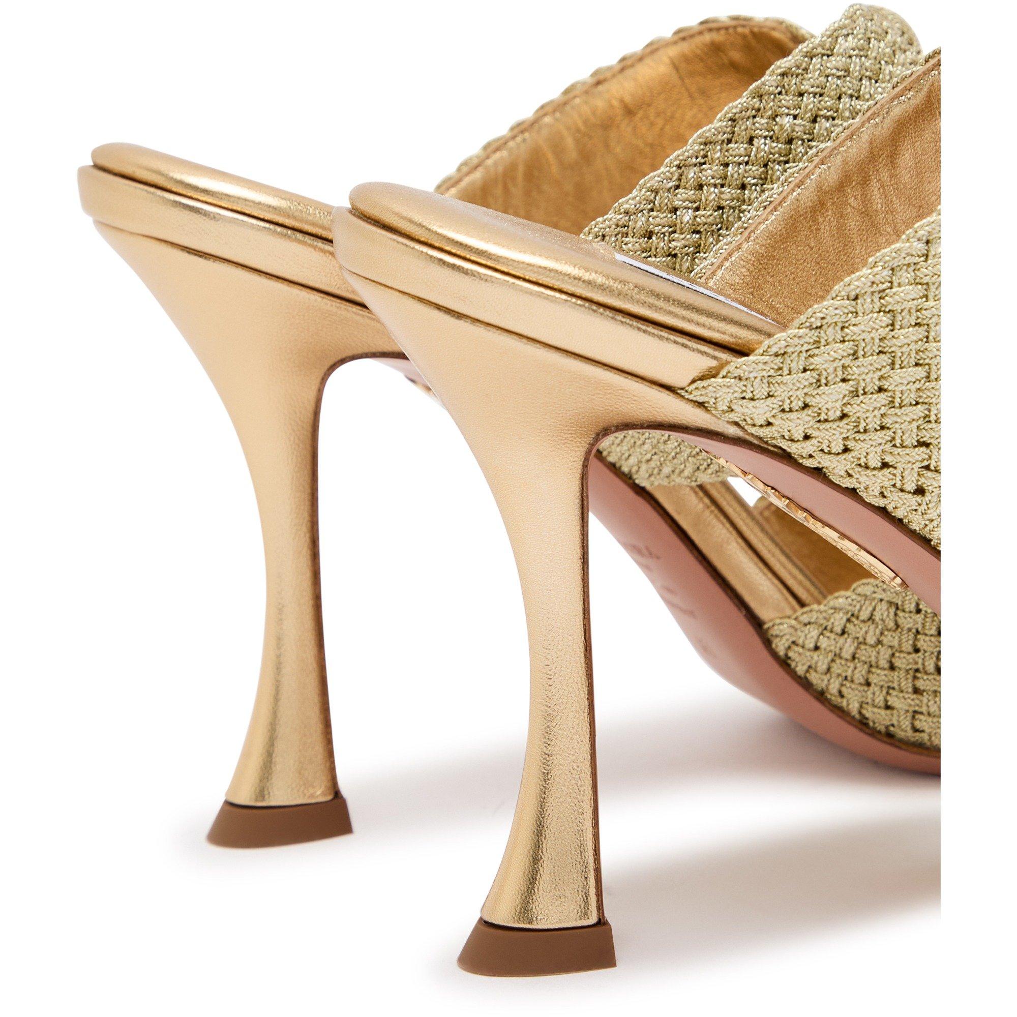 GOLD - Aquazzura - Women's Smile 95 Leather Heeled Mules - 4