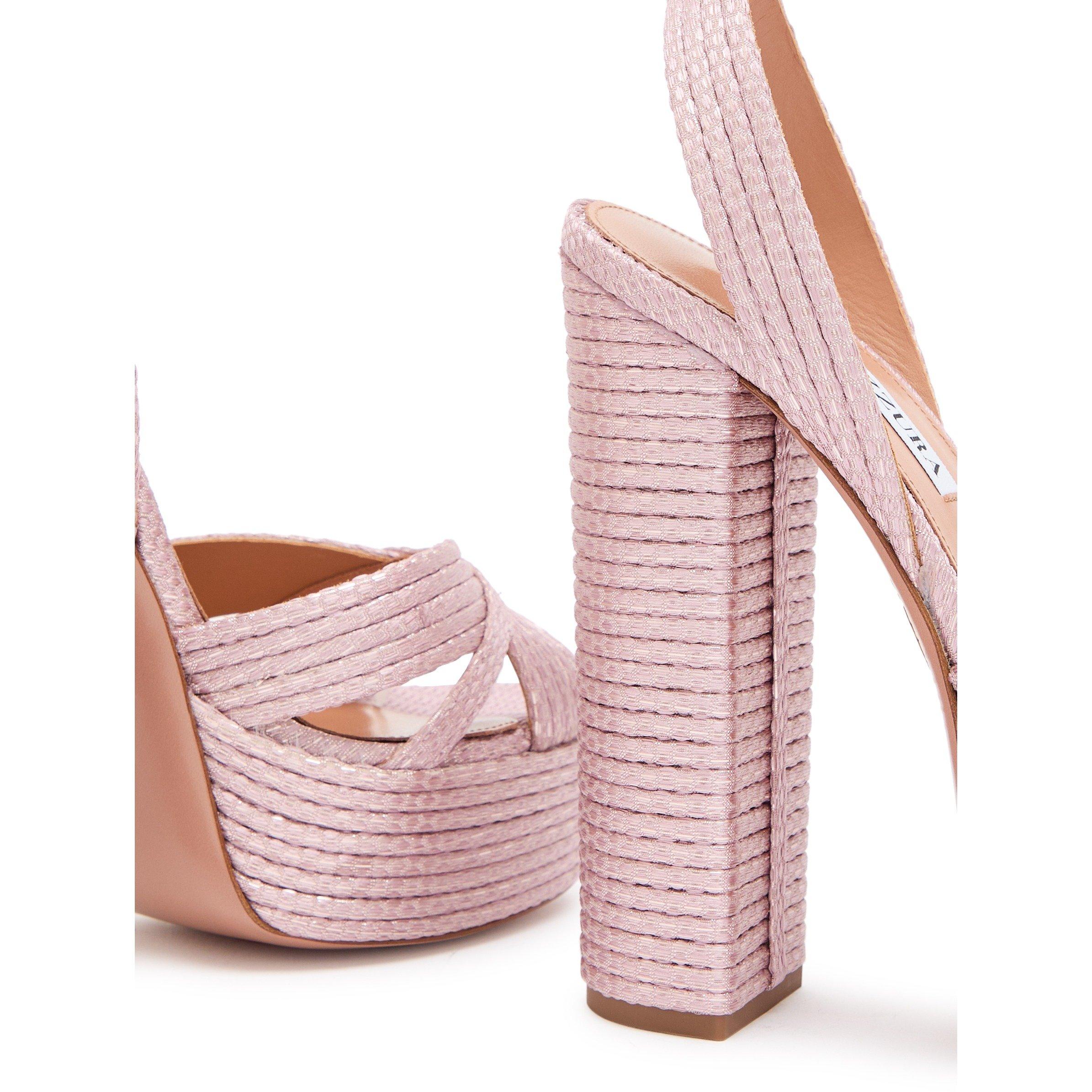 PINK - Aquazzura - Women's Sundance Plateau 140 Leather Heeled Sandals - 4