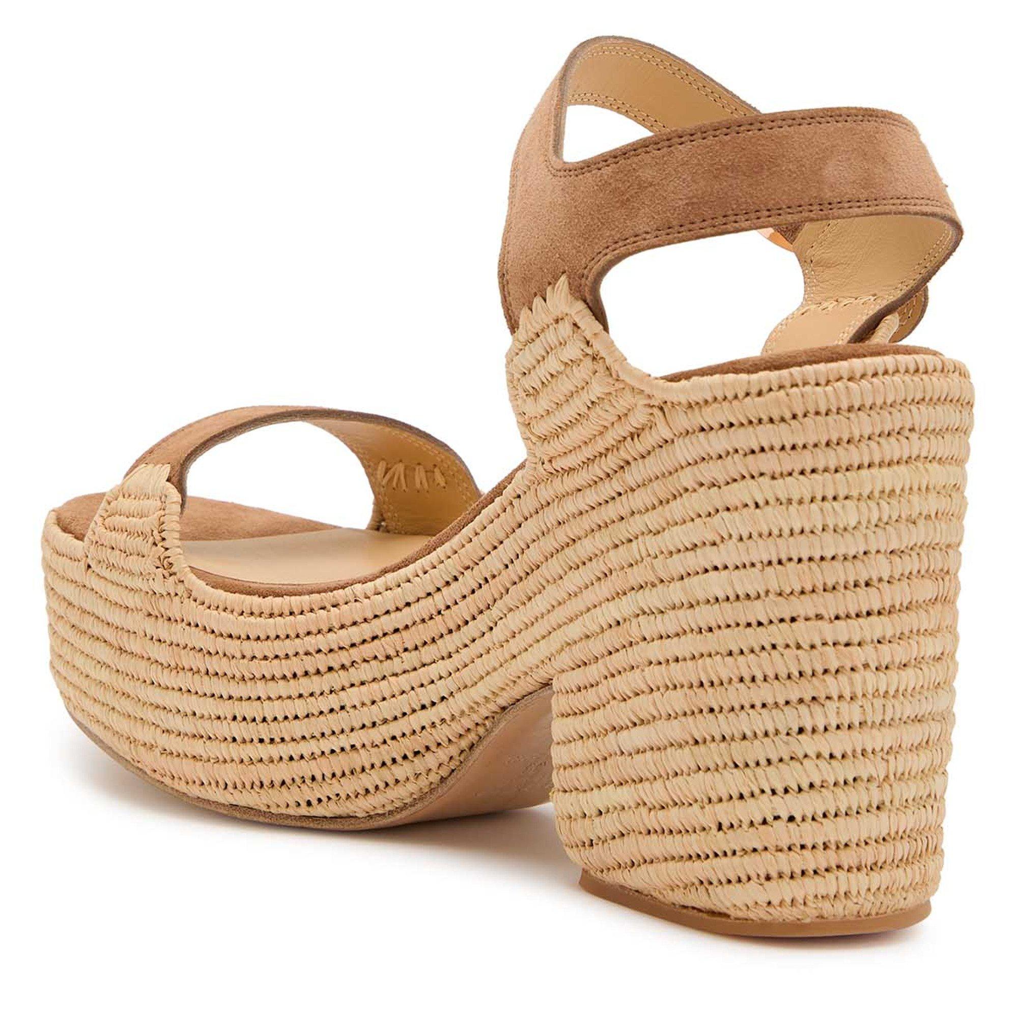 CAMEL - Gabriela Hearst - Women's Sardis Suede Heeled Platform Sandals - 2
