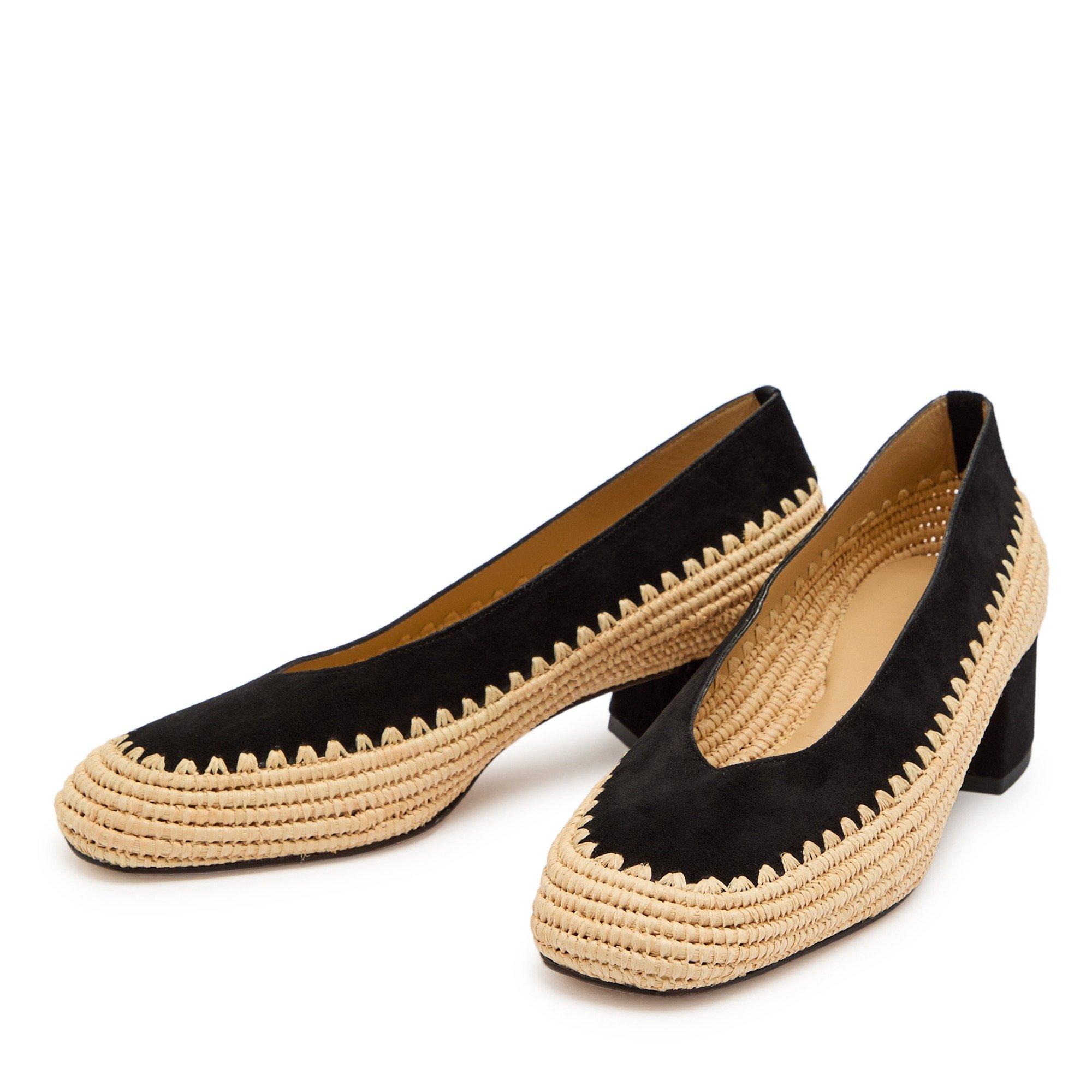 BLACK - Gabriela Hearst - Women's Strength Suede Square-Toe Block-Heel Court Shoes - 3