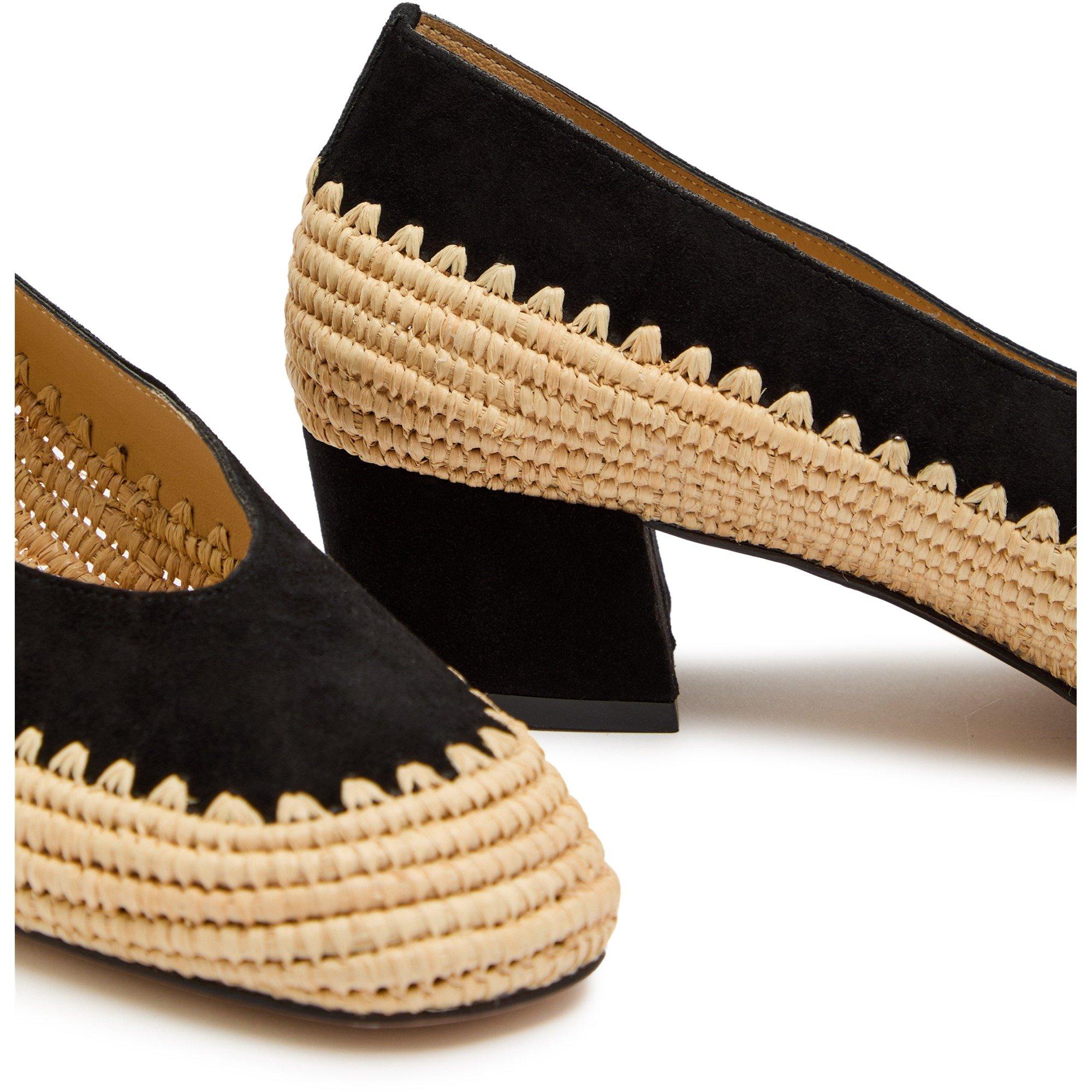 BLACK - Gabriela Hearst - Women's Strength Suede Square-Toe Block-Heel Court Shoes - 4
