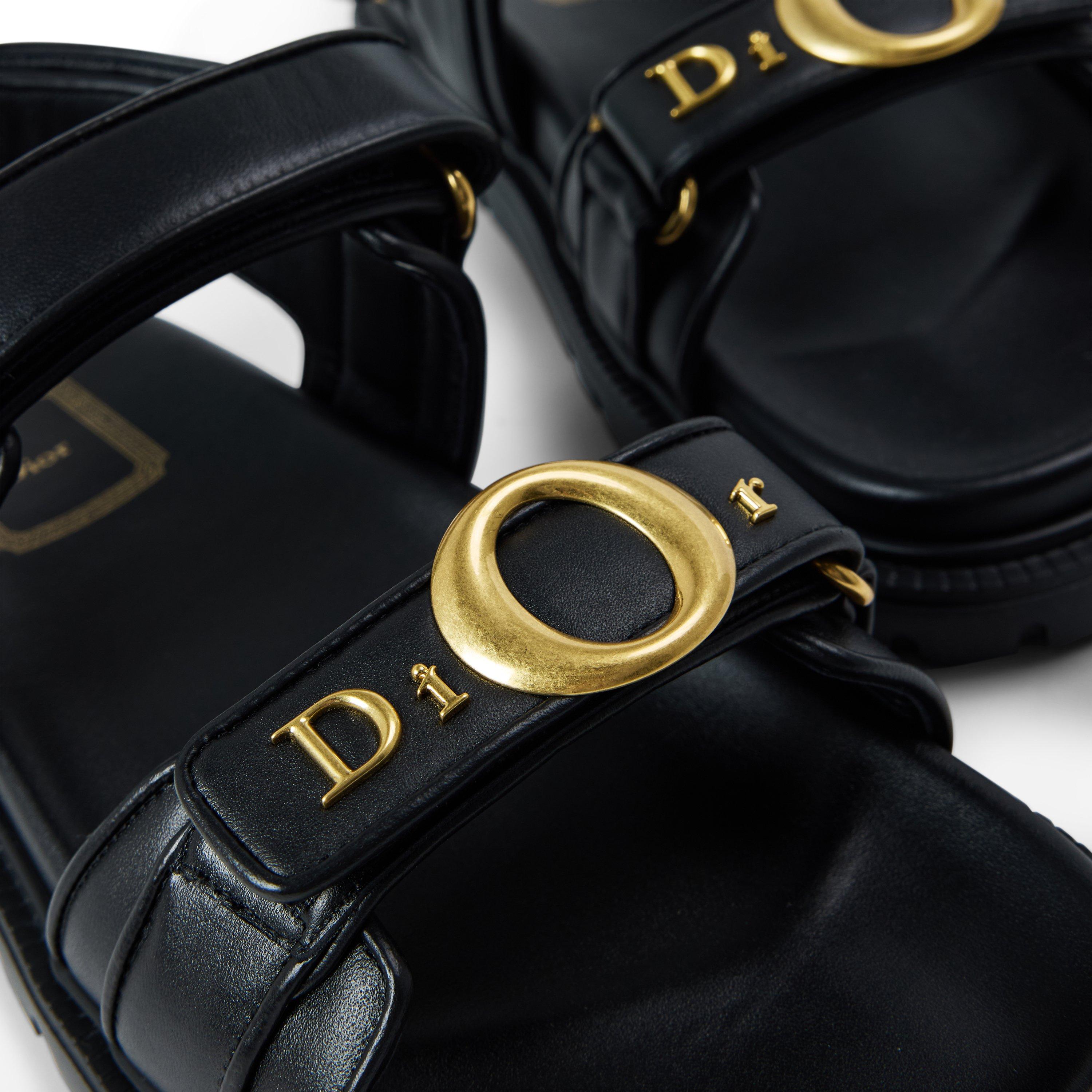 BLACK - DIOR - Women's Logo Leather Flat Sandals - 3