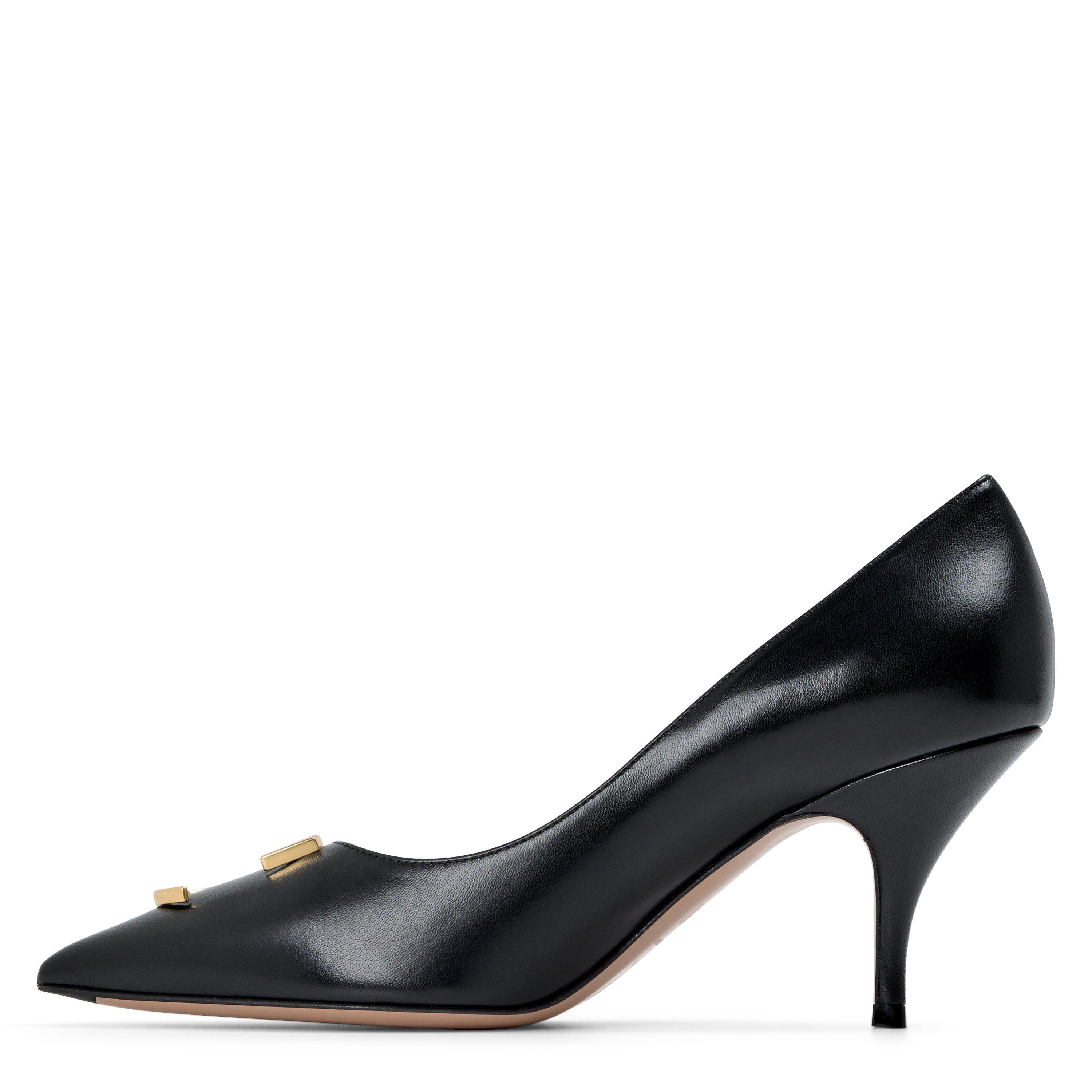 BLACK - DIOR - Women's CD Leather Kitten-Heel Pointed-Toe Court Shoes - 2