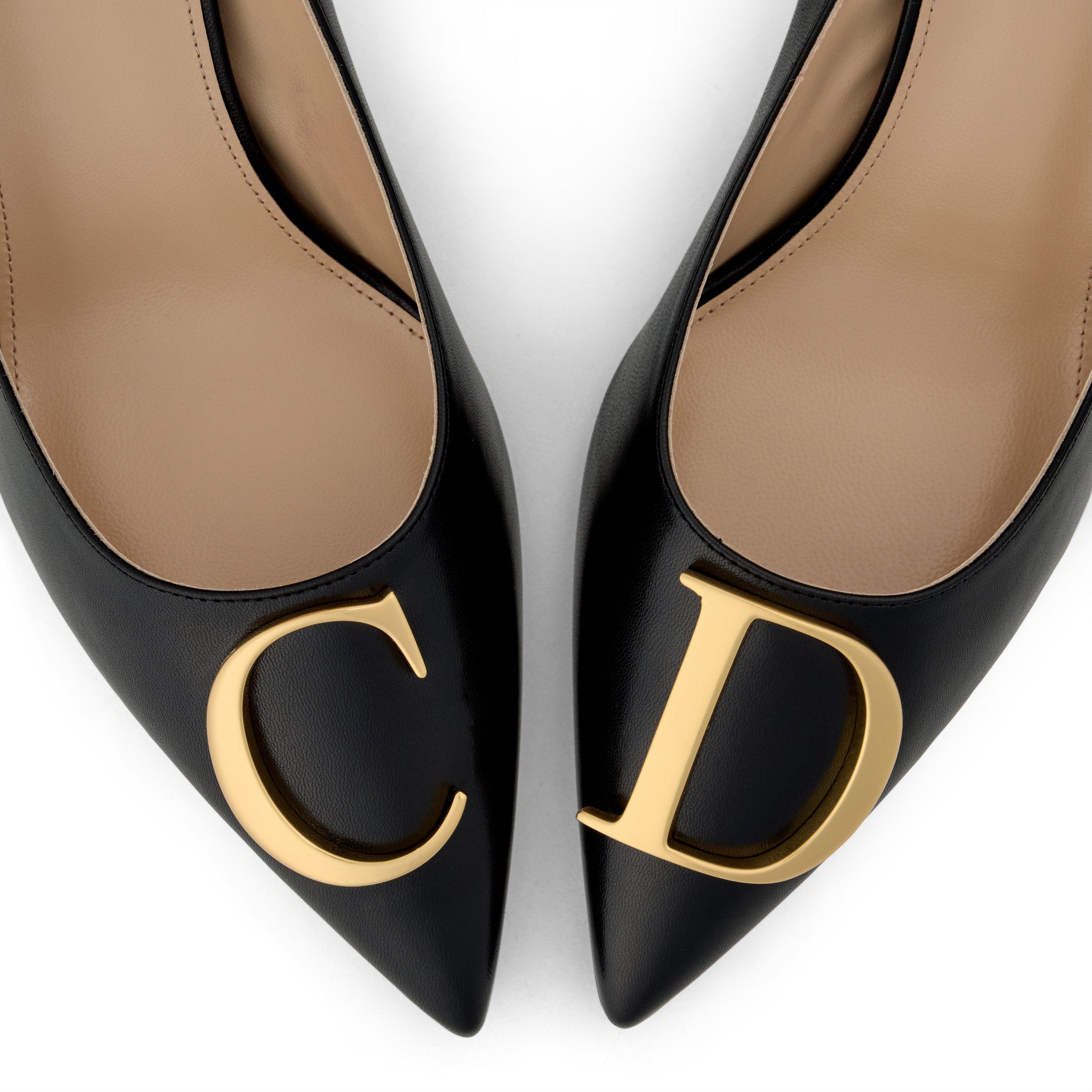 BLACK - DIOR - Women's CD Leather Kitten-Heel Pointed-Toe Court Shoes - 3