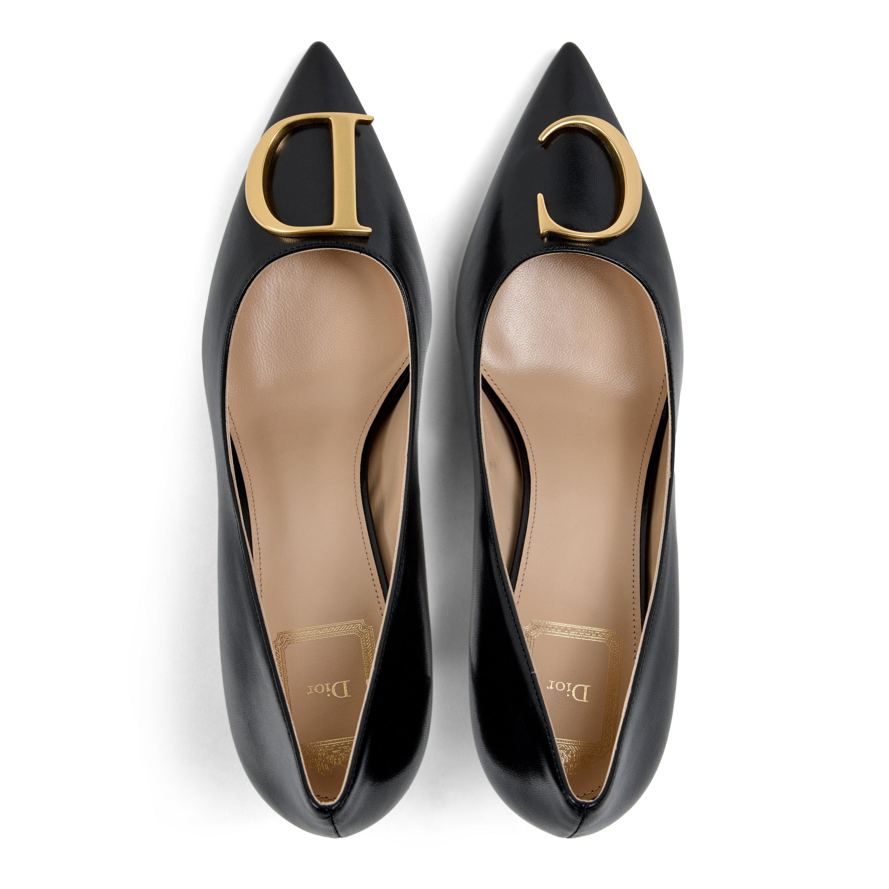 BLACK - DIOR - Women's CD Leather Kitten-Heel Pointed-Toe Court Shoes - 4