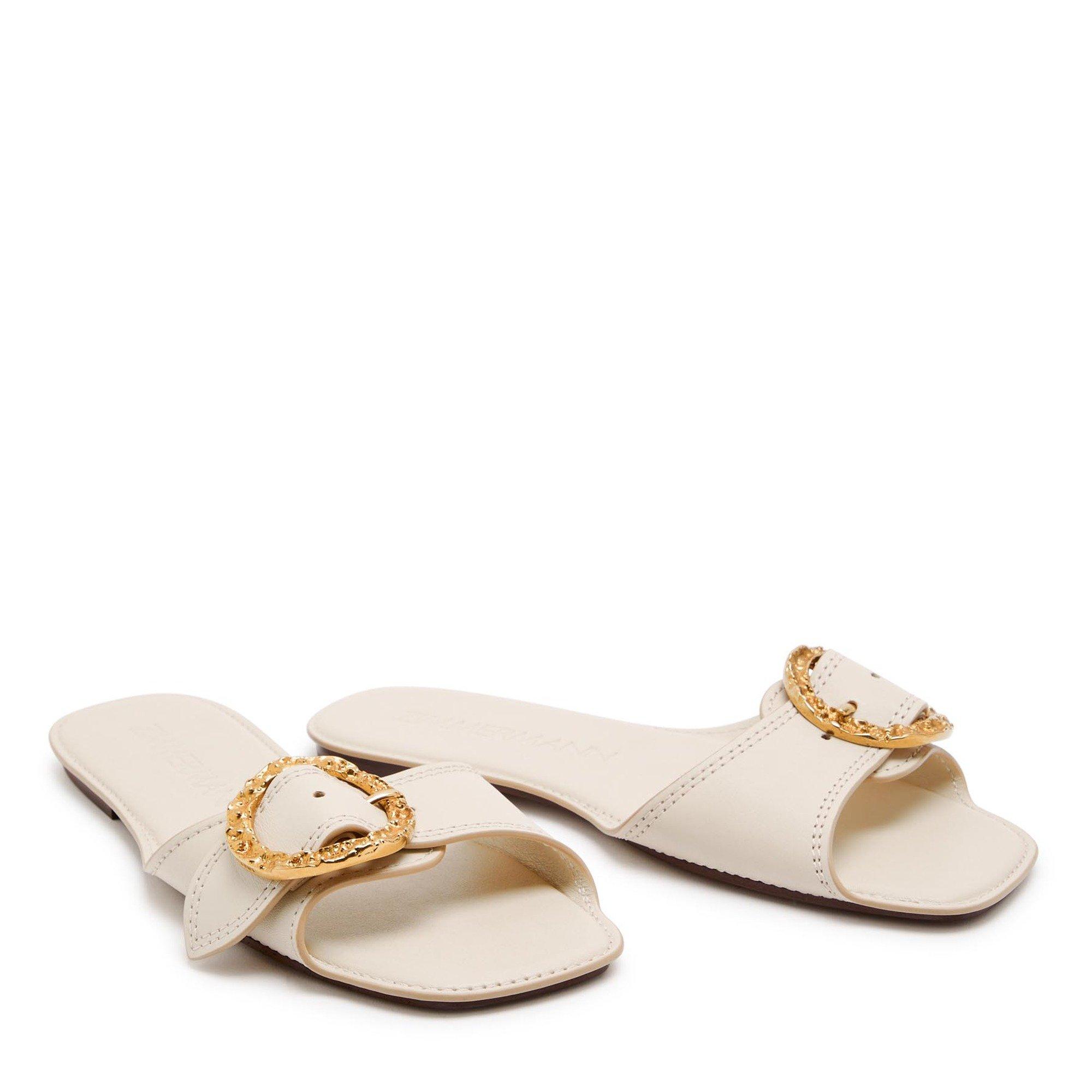 OFF WHITE - Zimmermann - Women's Solena Leather Flat Sandals - 4