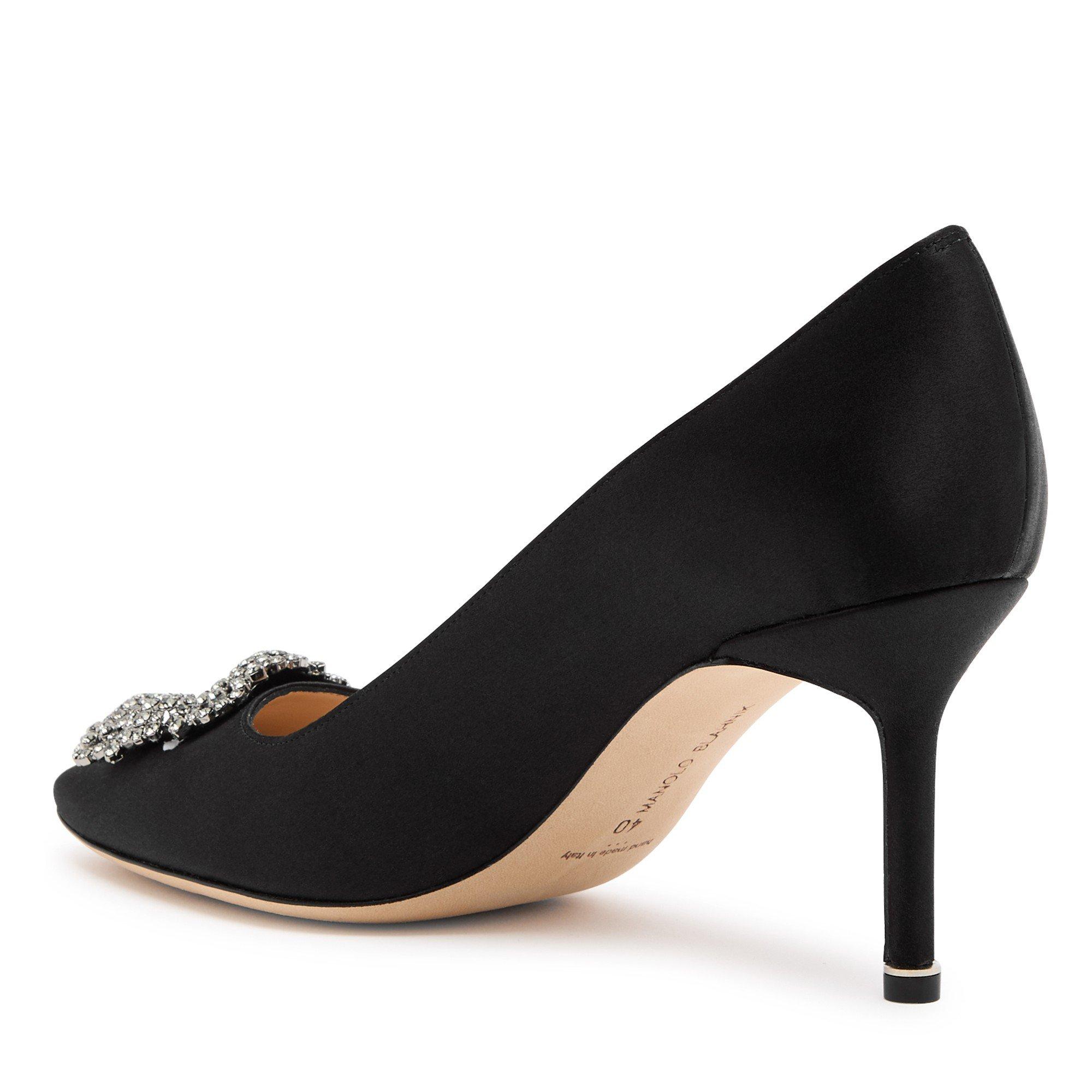 BLACK - Manolo Blahnik - Women's Hangisi Satin Pointed-Toe Stiletto Heels - 2