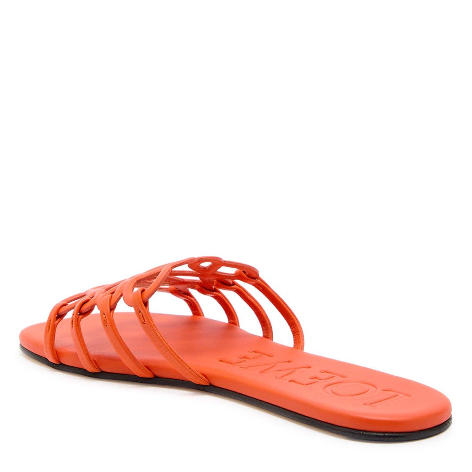 ORANGE - Loewe - Women's Petal Anagram Leather Flat Sandals - 2