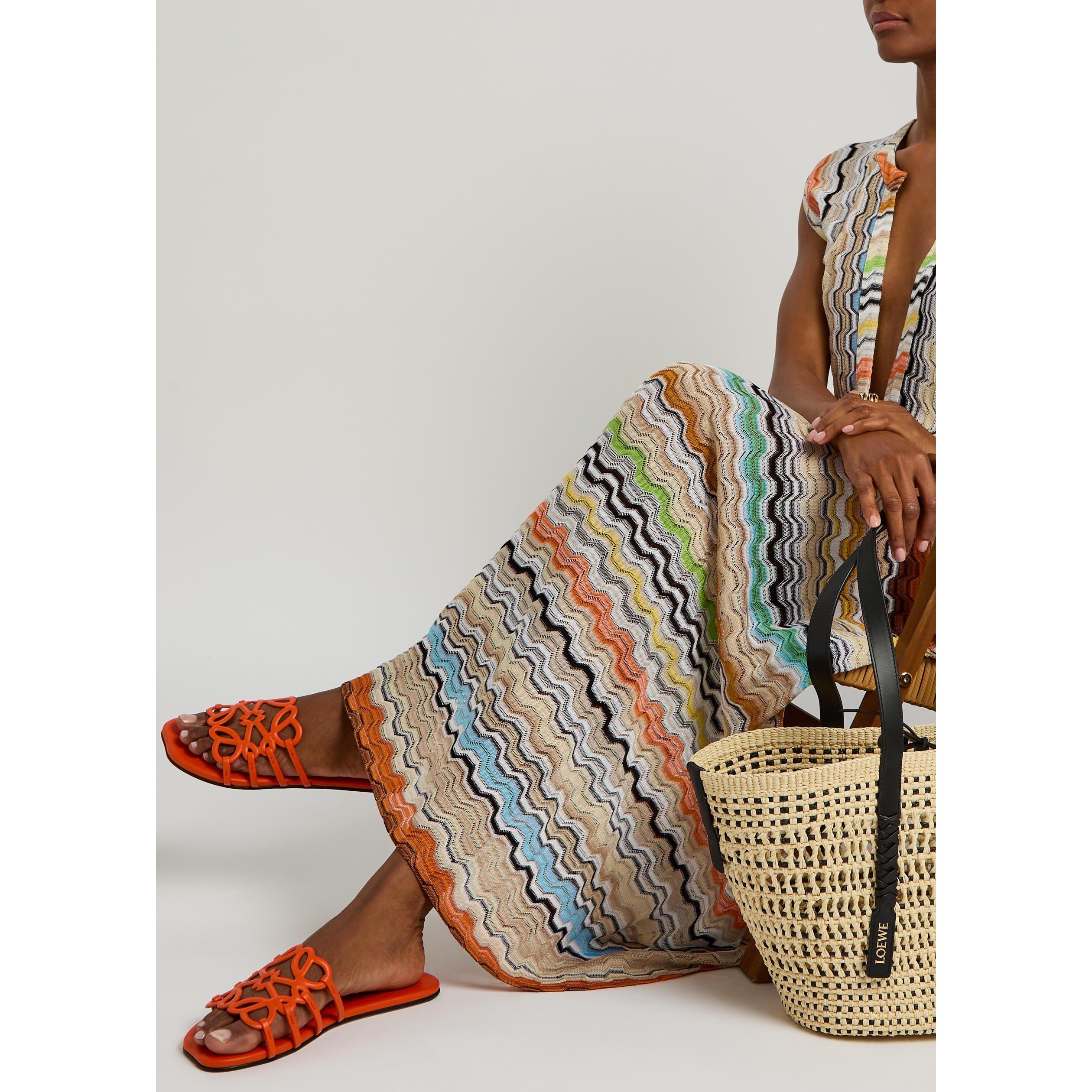 ORANGE - Loewe - Women's Petal Anagram Leather Flat Sandals - 3