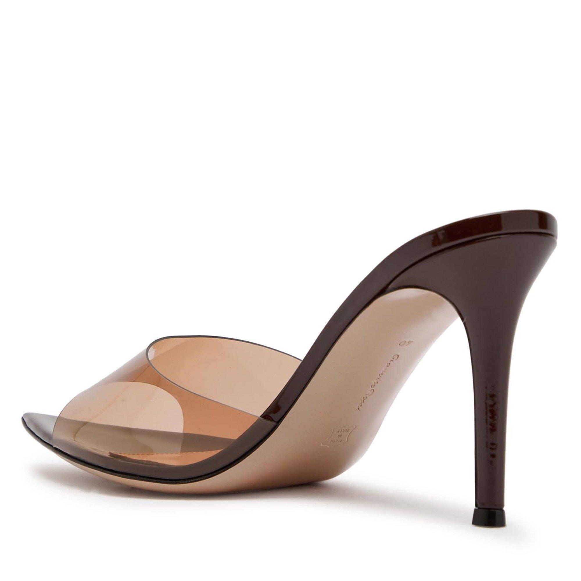 BROWN - Gianvito Rossi - Women's Elle 85 Patent Leather Heeled Mules - 2