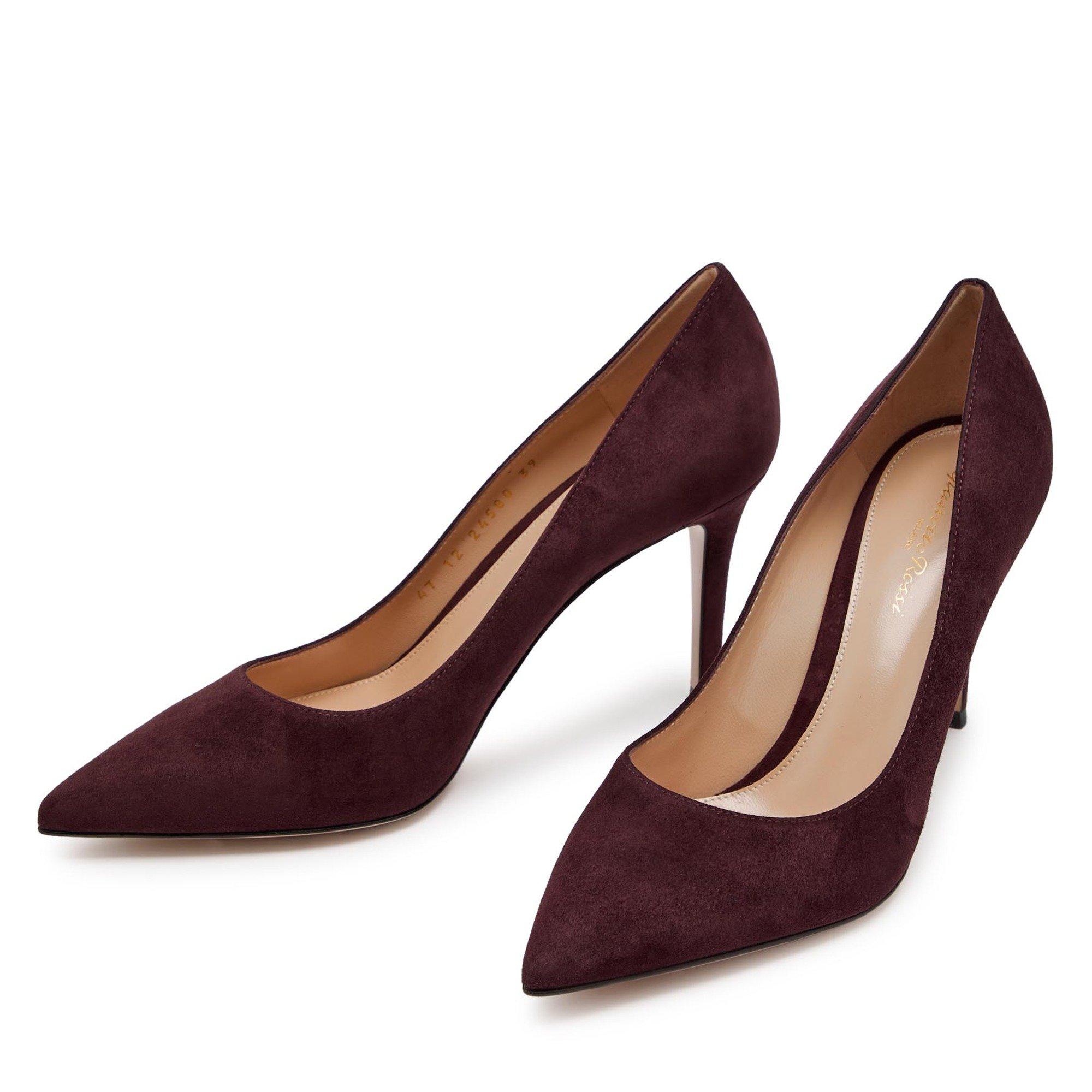 BURGUNDY - Gianvito Rossi - Women's Gianvito 85 Suede Stiletto Heels - 4