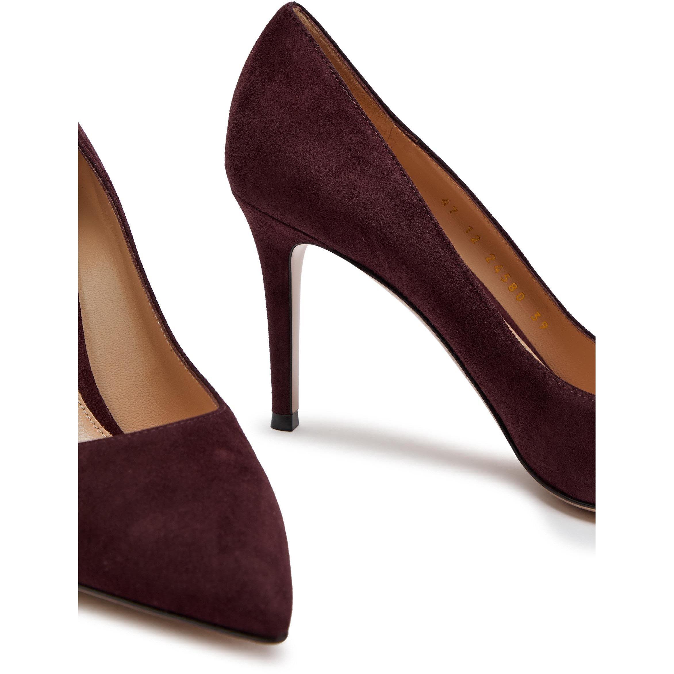 BURGUNDY - Gianvito Rossi - Women's Gianvito 85 Suede Stiletto Heels - 5