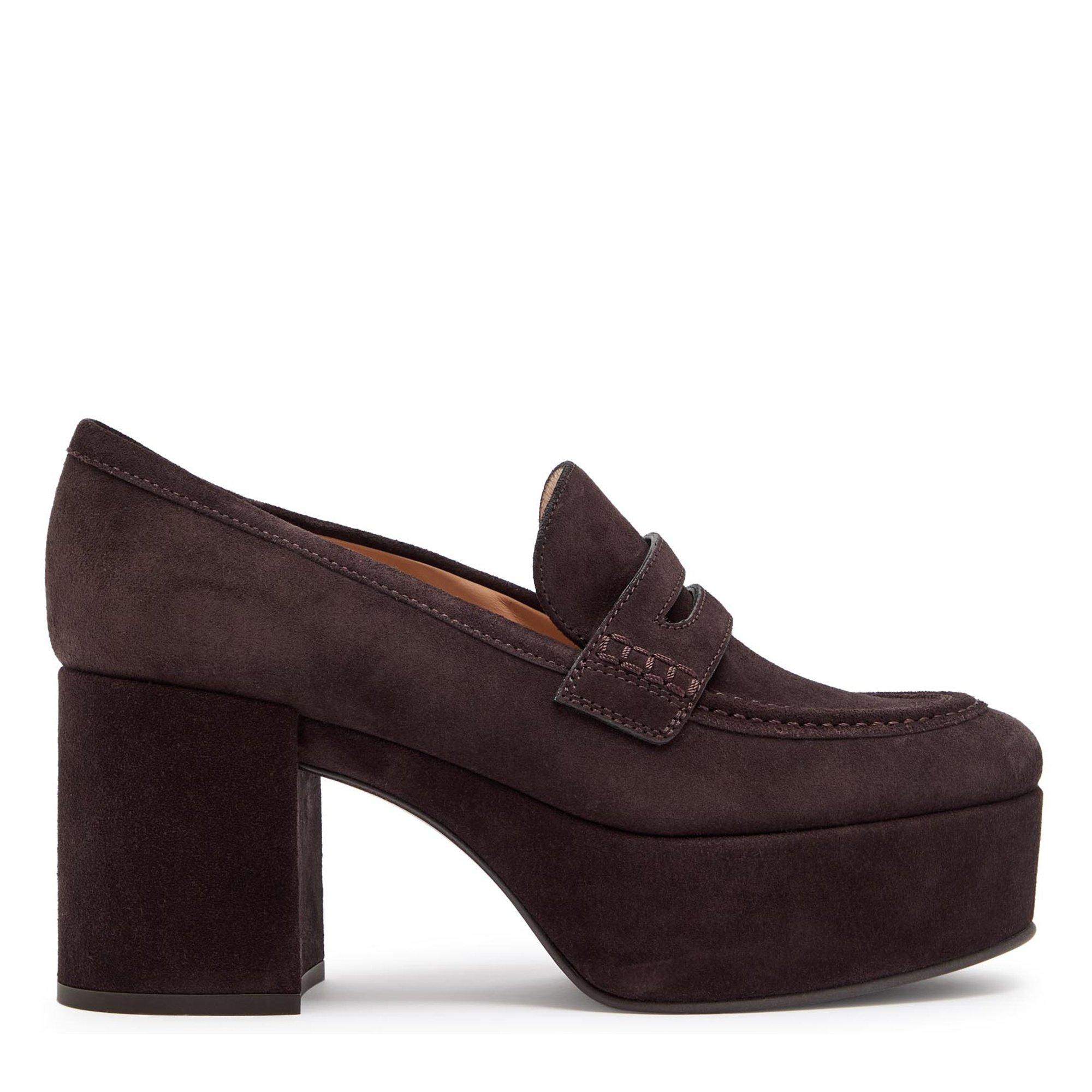 BROWN - Gianvito Rossi - Women's Jenna Suede Platform Heels - 1