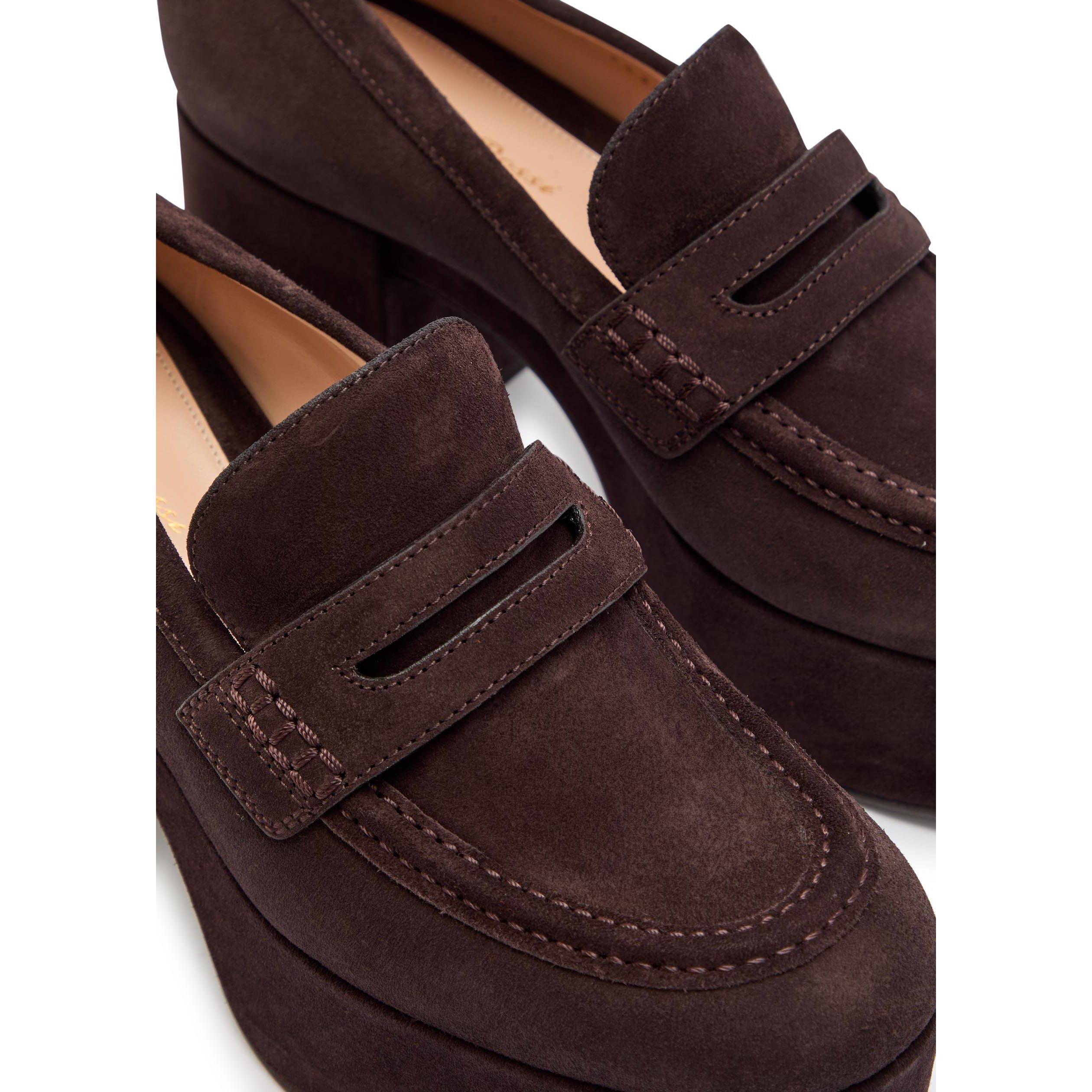 BROWN - Gianvito Rossi - Women's Jenna Suede Platform Heels - 4