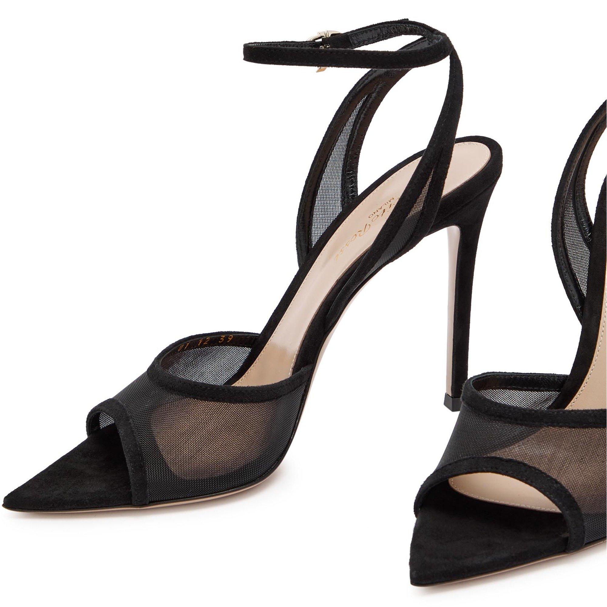 BLACK - Gianvito Rossi - Women's Dorotea Suede Heeled Sandals - 4