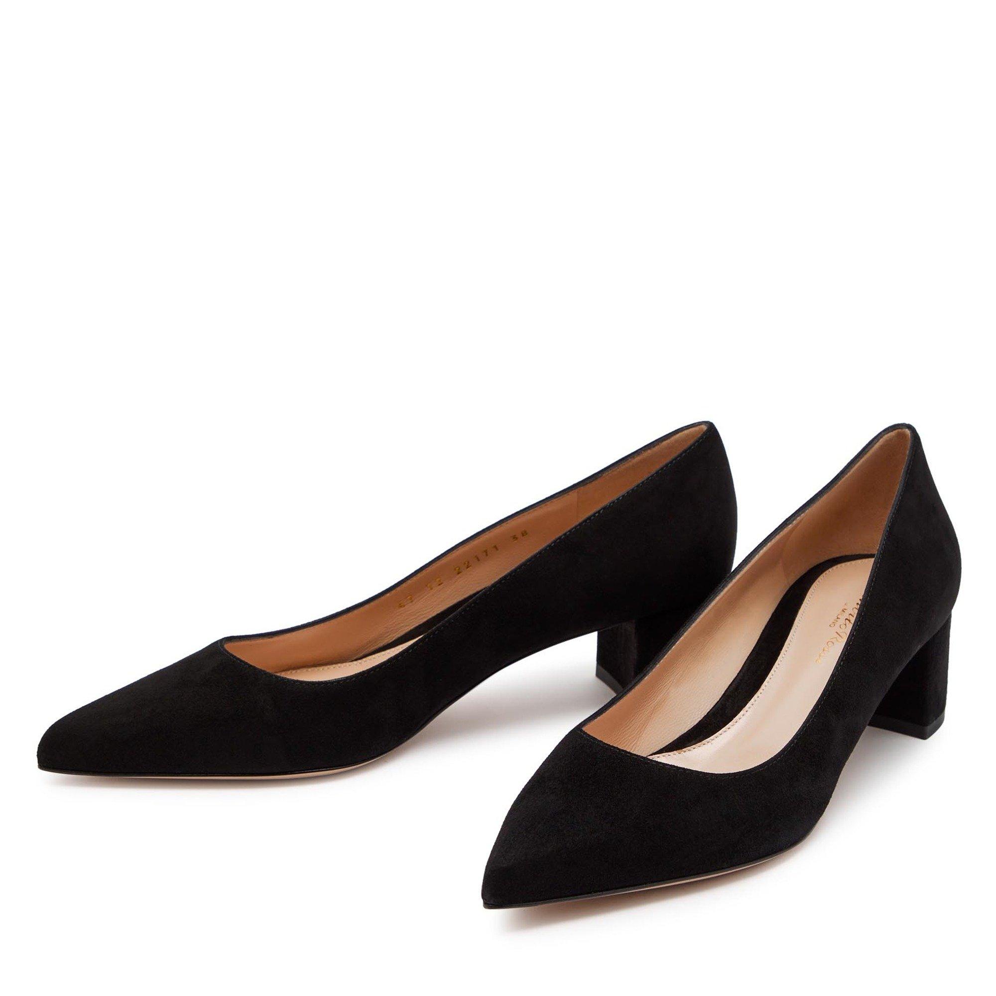 BLACK - Gianvito Rossi - Women's Piper Suede Block-Heel Court Shoes - 4