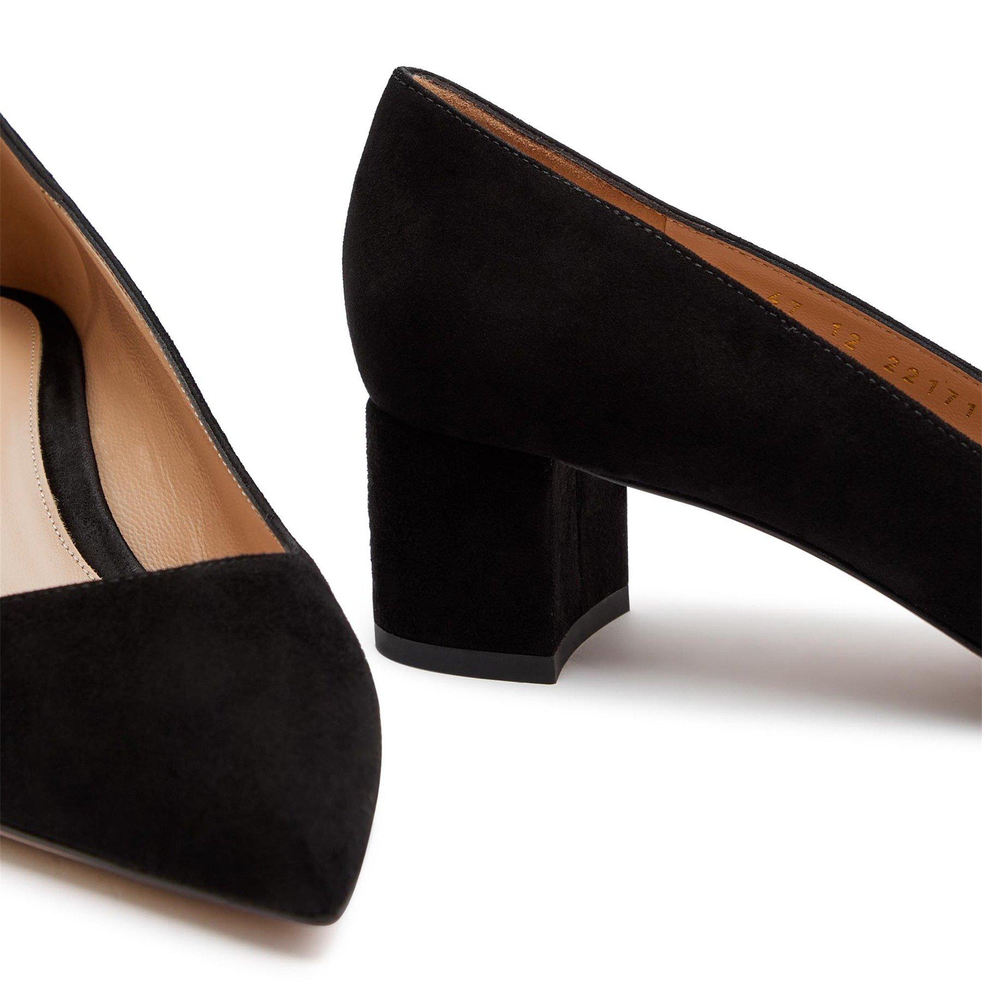 BLACK - Gianvito Rossi - Women's Piper Suede Block-Heel Court Shoes - 5
