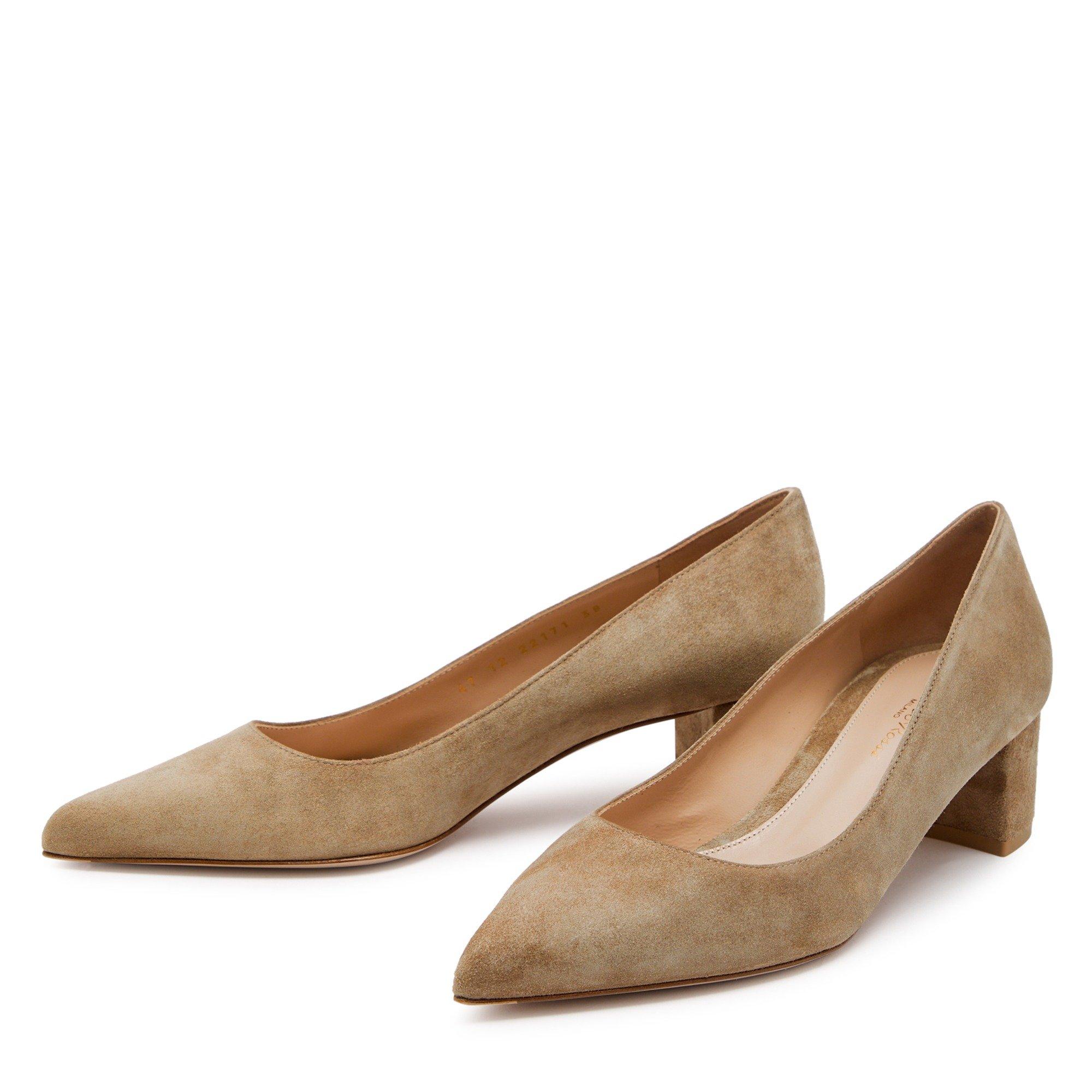 CAMEL - Gianvito Rossi - Women's Piper 45 Suede Court Shoes - 3