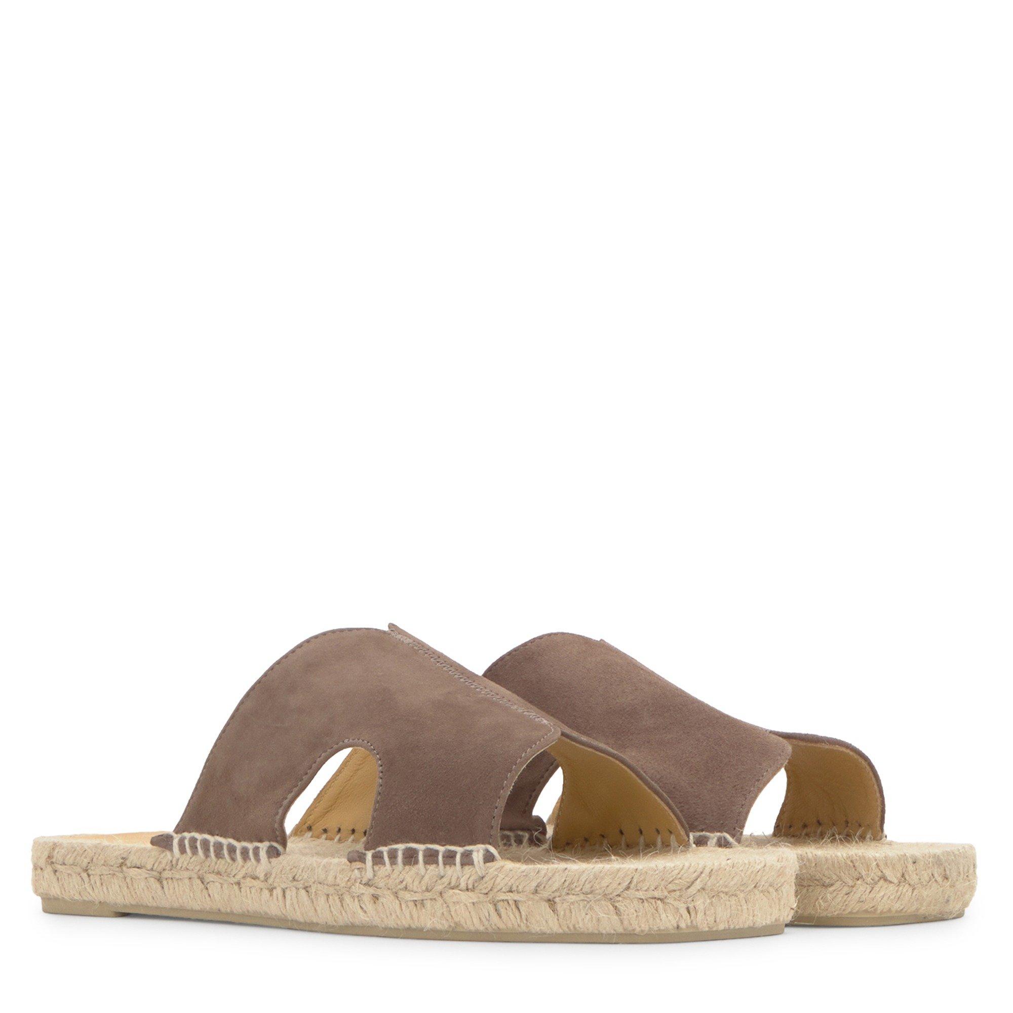 BROWN - Castaner - Women's Priya Suede Raffia Flat Sandals - 2