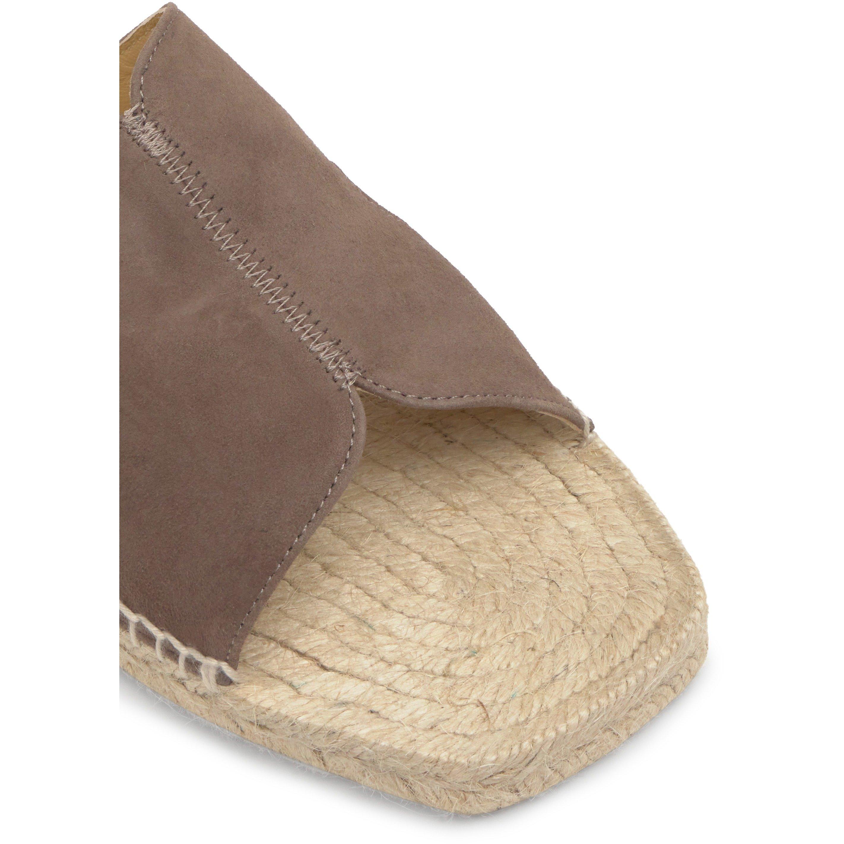 BROWN - Castaner - Women's Priya Suede Raffia Flat Sandals - 3