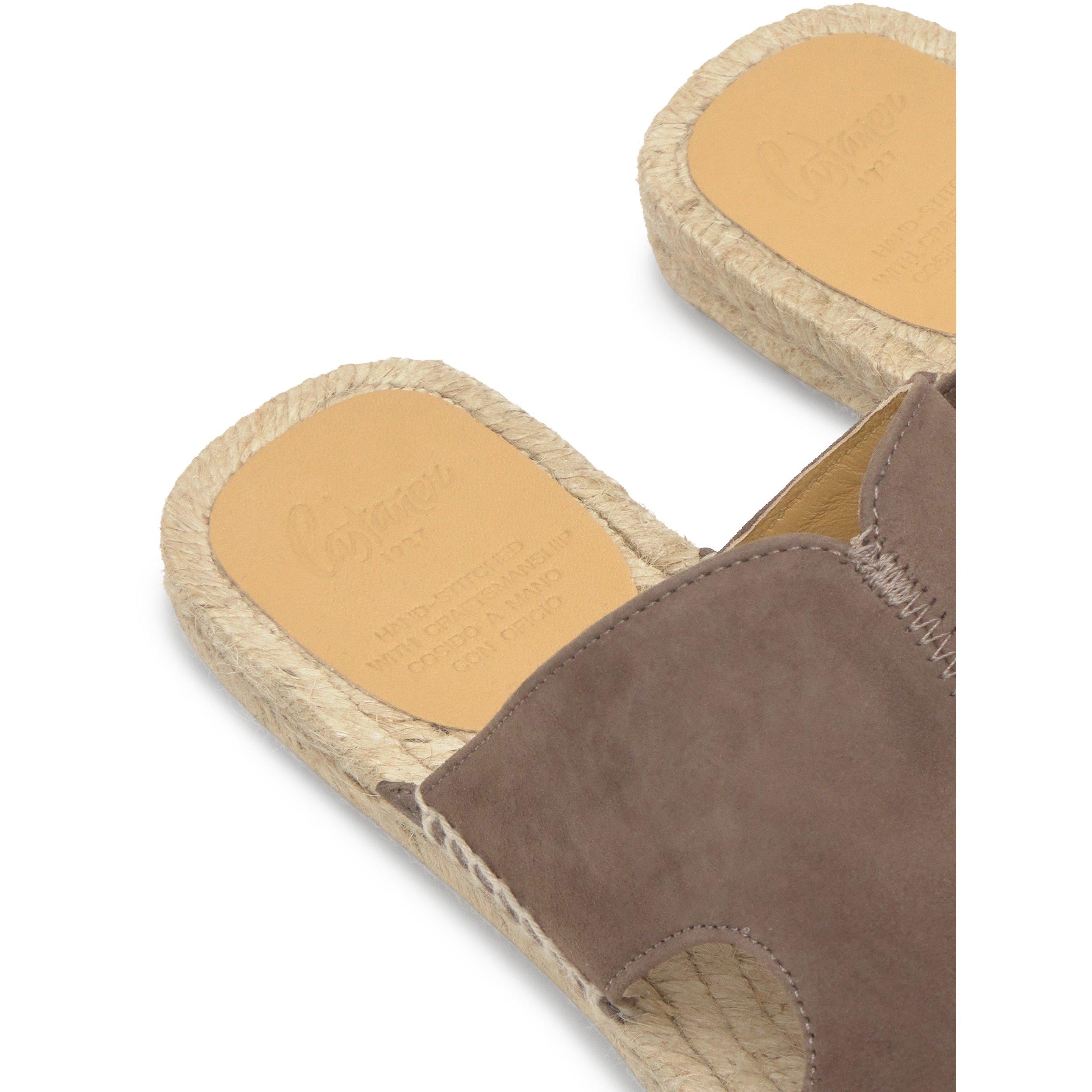BROWN - Castaner - Women's Priya Suede Raffia Flat Sandals - 4
