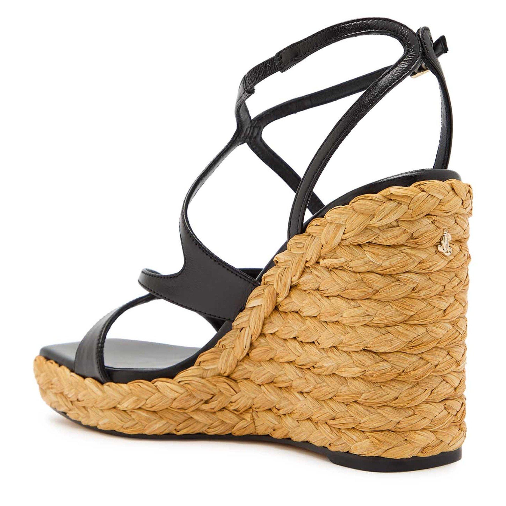 BLACK AND OTHER - Jimmy Choo - Women's Ayla 110 Leather Wedge Sandals - 2