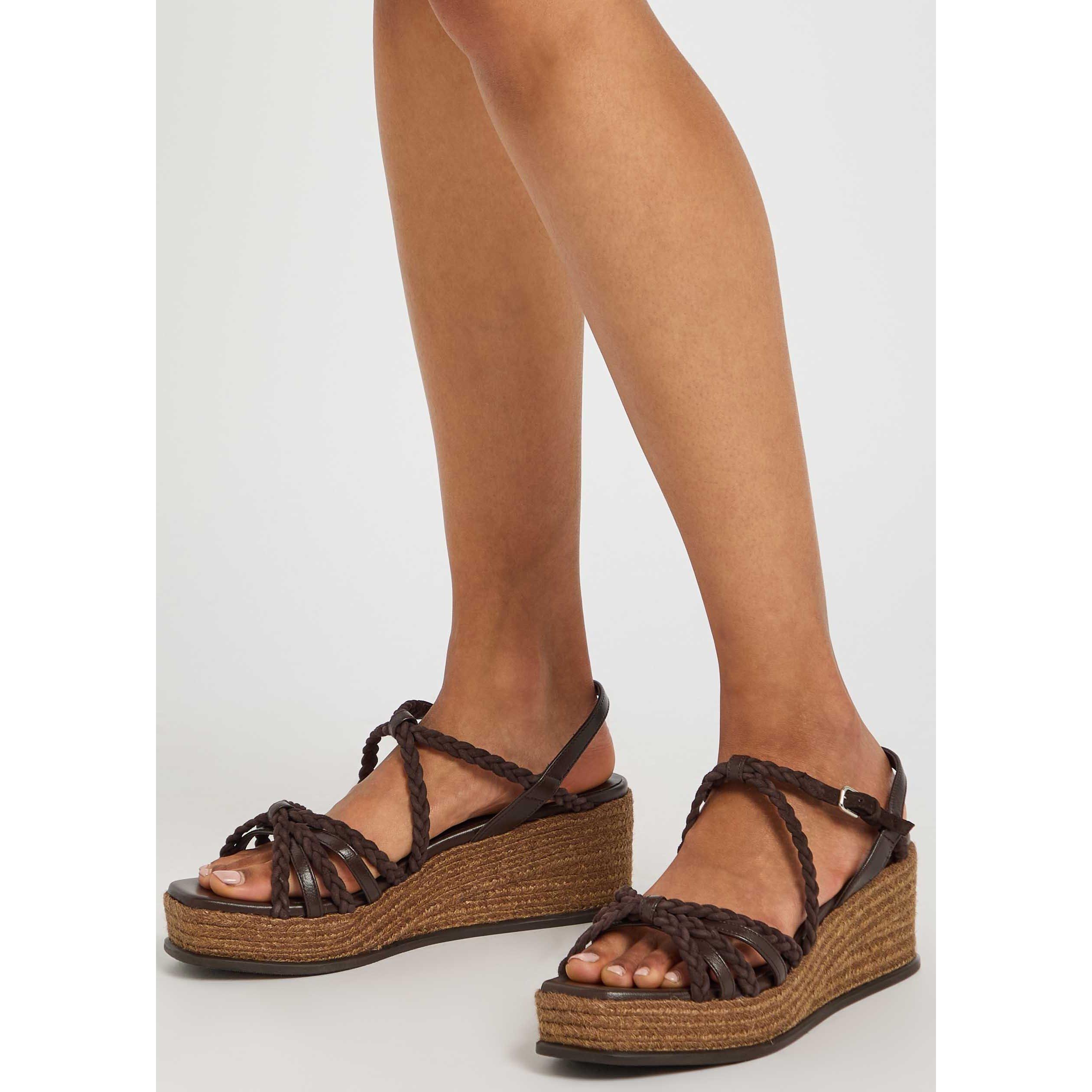 BROWN - Jimmy Choo - Women's NYRA 60 Suede Wedge Sandals - 3