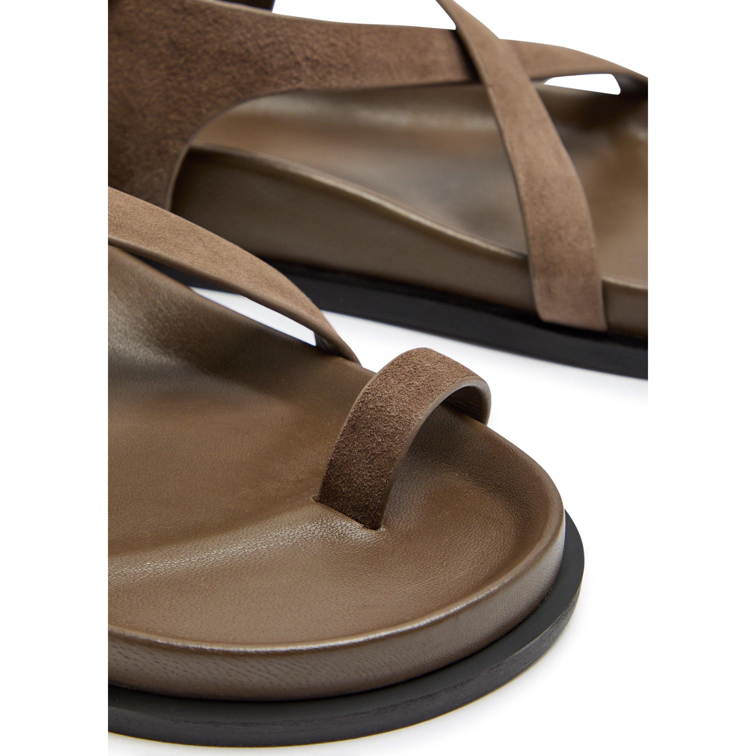 TAUPE - Unknown - Women's Jalen Slim Leather Flat Sandals - 4