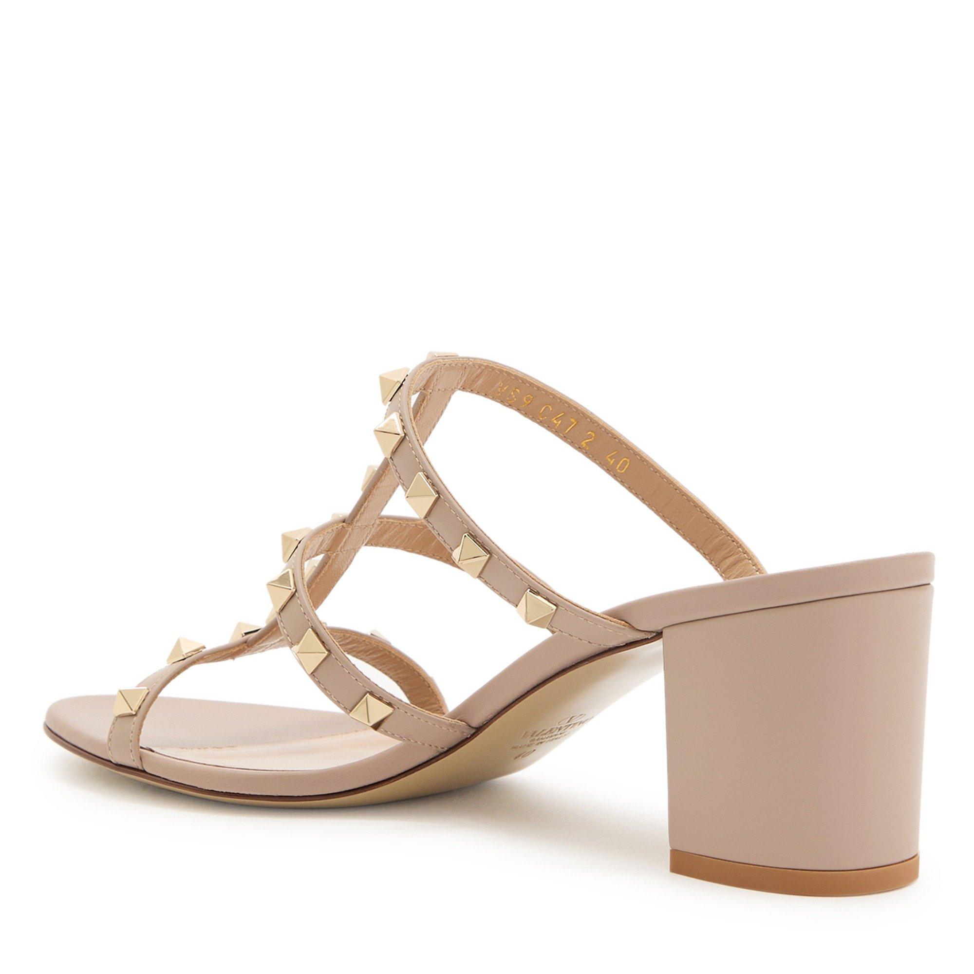 BEIGE - Valentino - SLIDE ROCKSTUD T. 60 VITELLO/N - 2