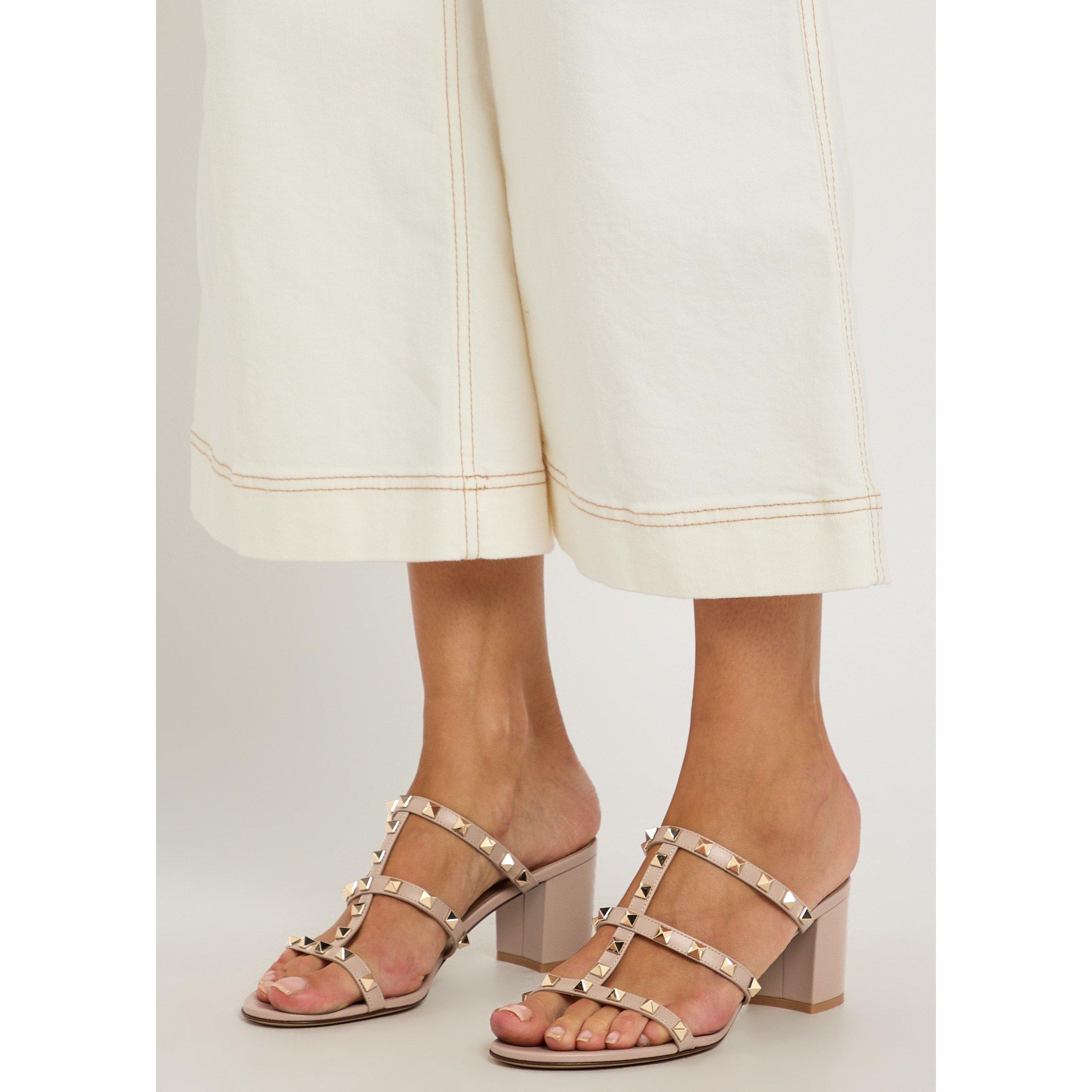 BEIGE - Valentino - SLIDE ROCKSTUD T. 60 VITELLO/N - 3