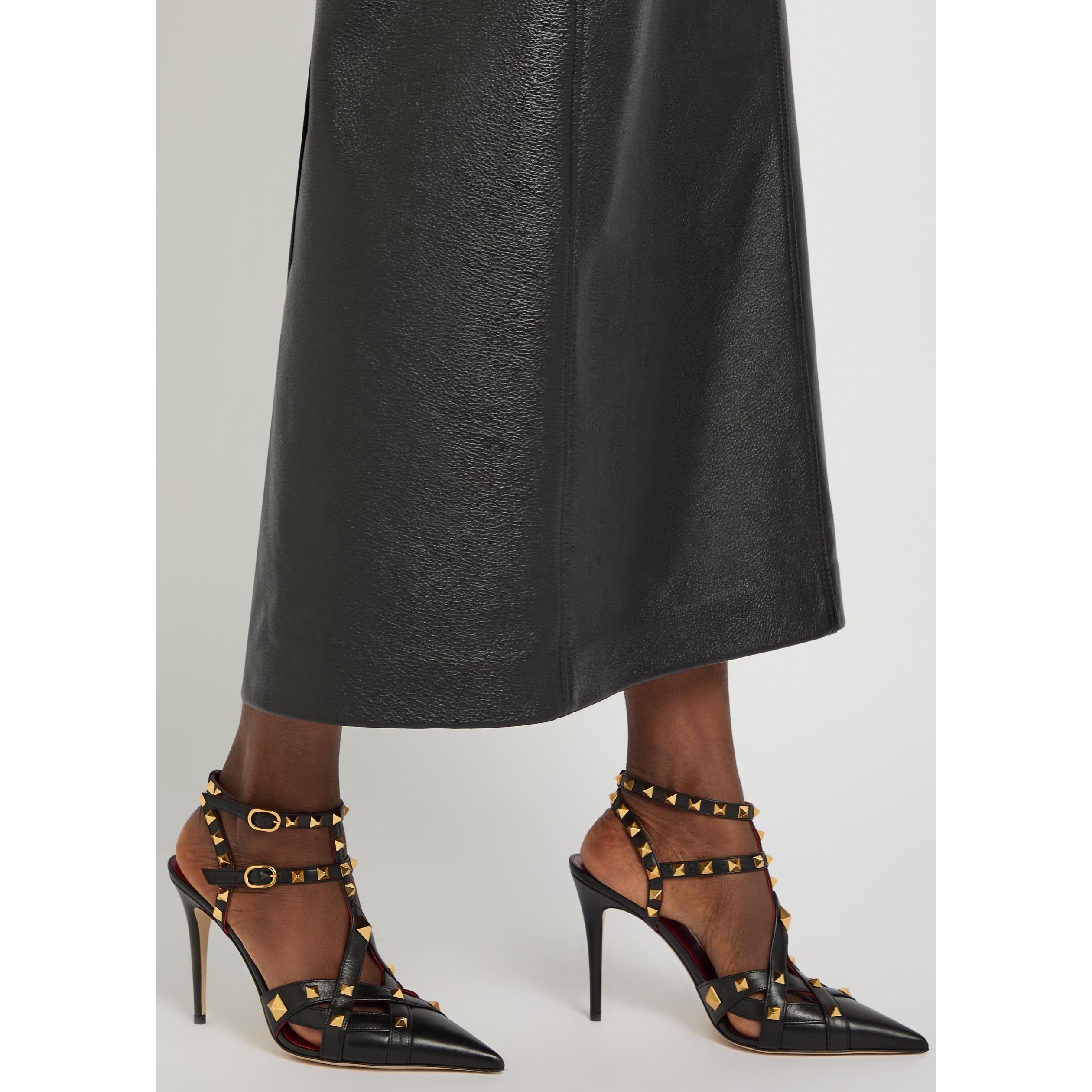 BLACK - Valentino - ANKLE STRAP STUDDY T. 100 CAPR - 3
