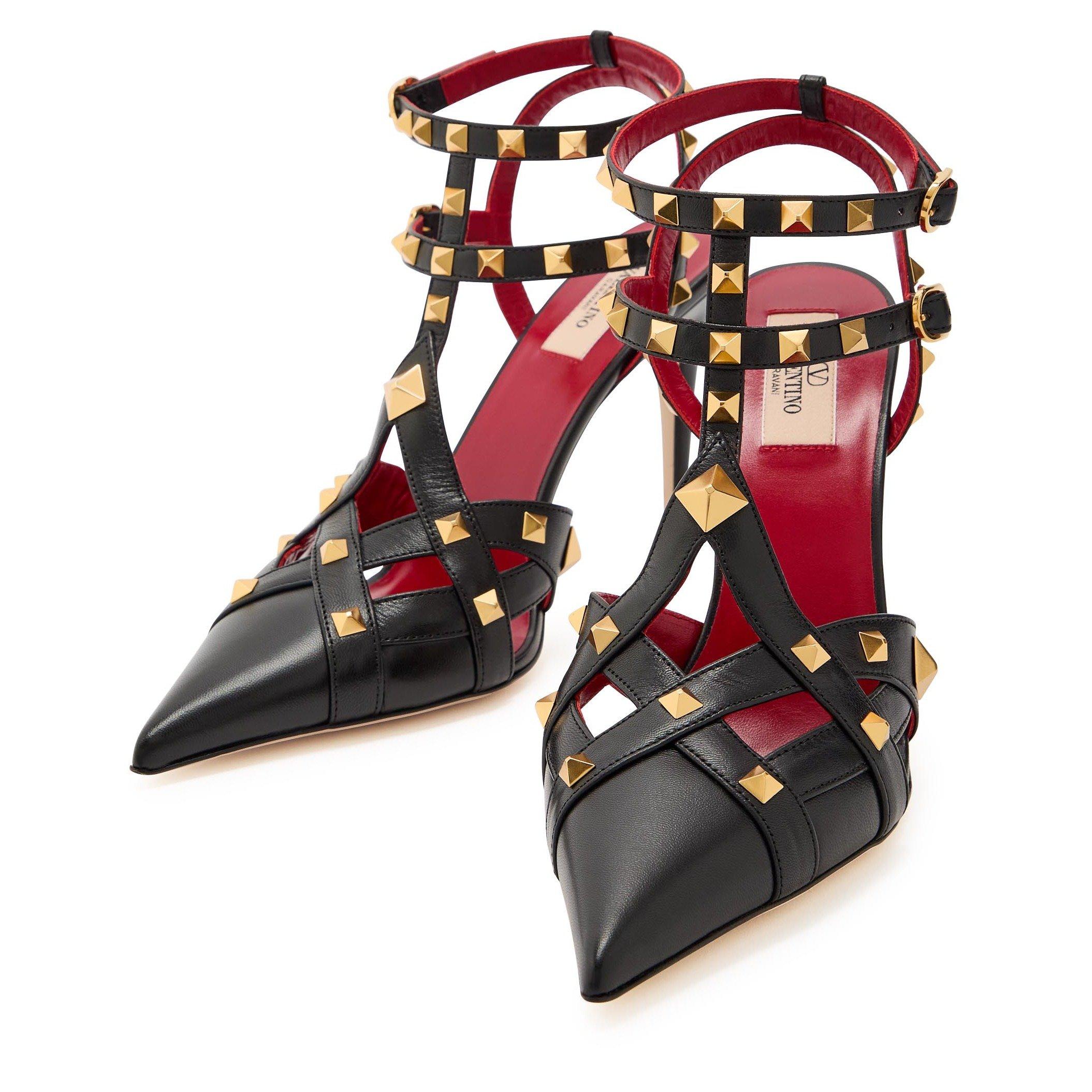 BLACK - Valentino - ANKLE STRAP STUDDY T. 100 CAPR - 4