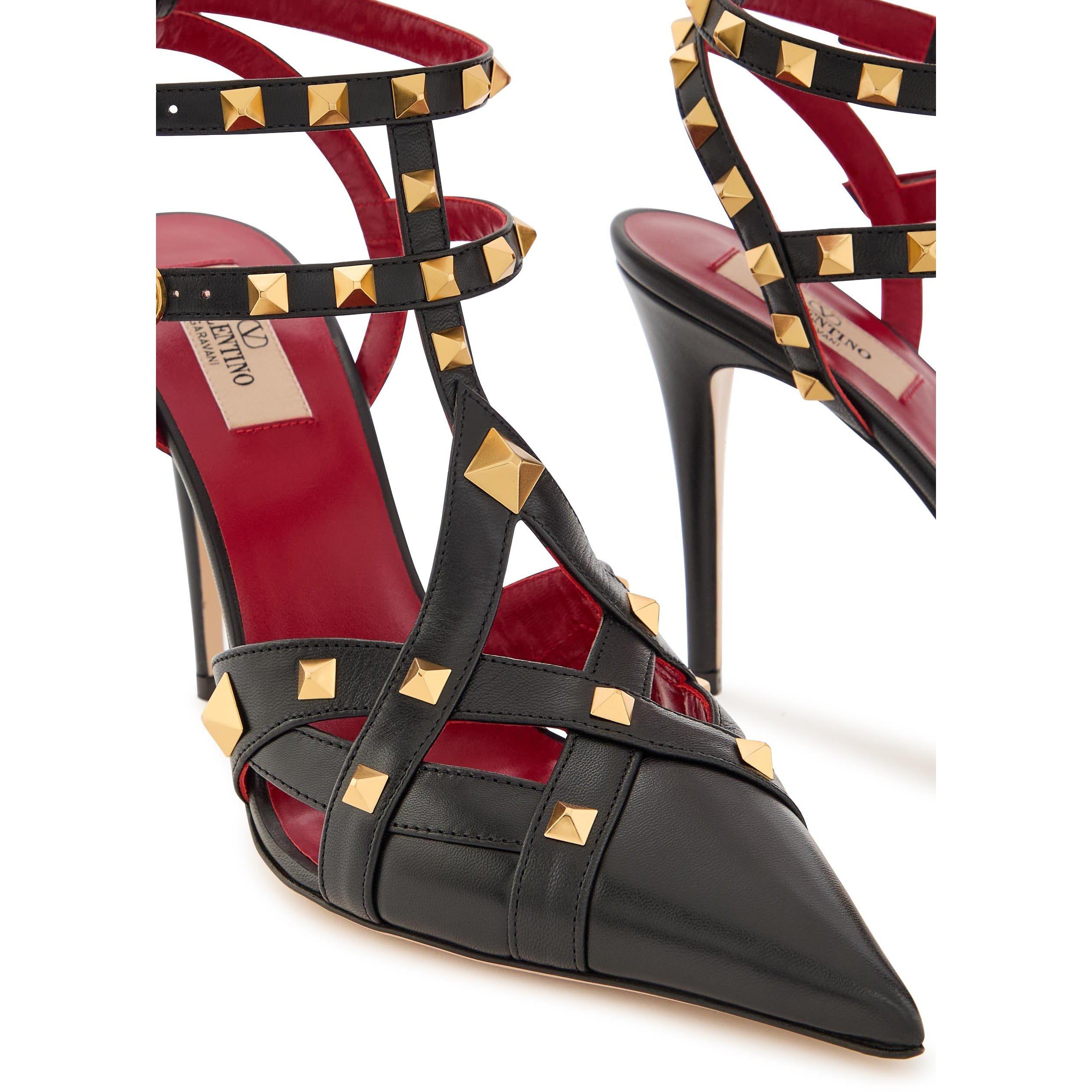 BLACK - Valentino - ANKLE STRAP STUDDY T. 100 CAPR - 5