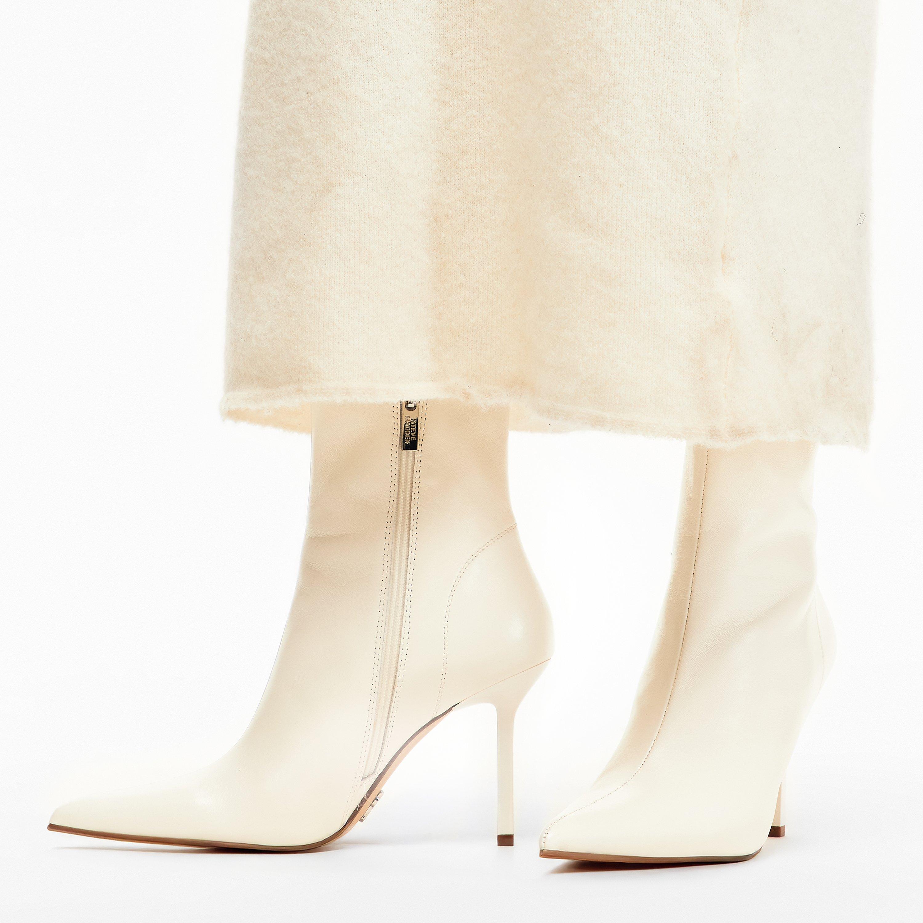 Coconut Milk - Steve Madden - Women's Lyanna Ankle Heeled Boots - 3
