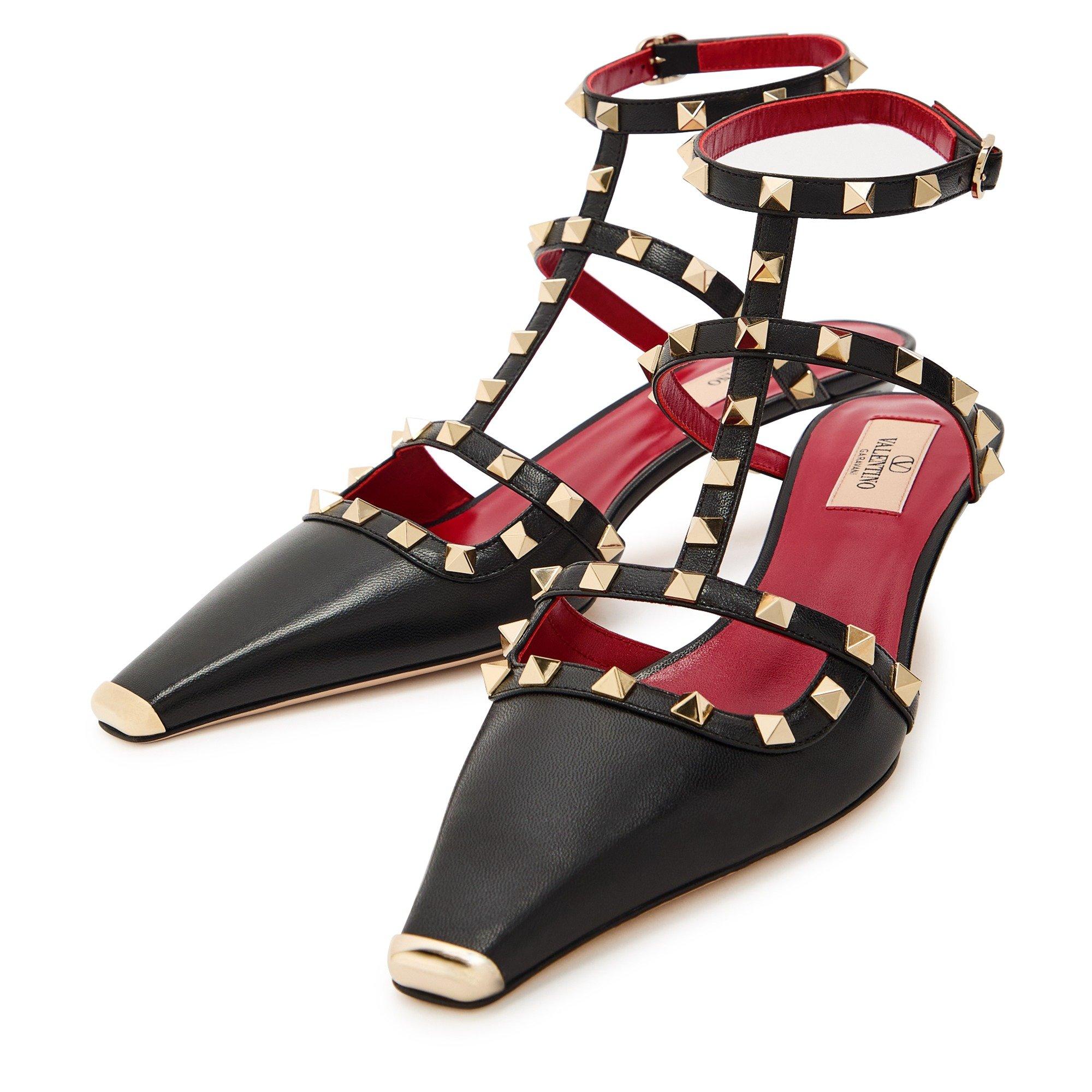 BLACK - Valentino - ANKLE STRAP ROCKSTUD T. 40 CAP - 4