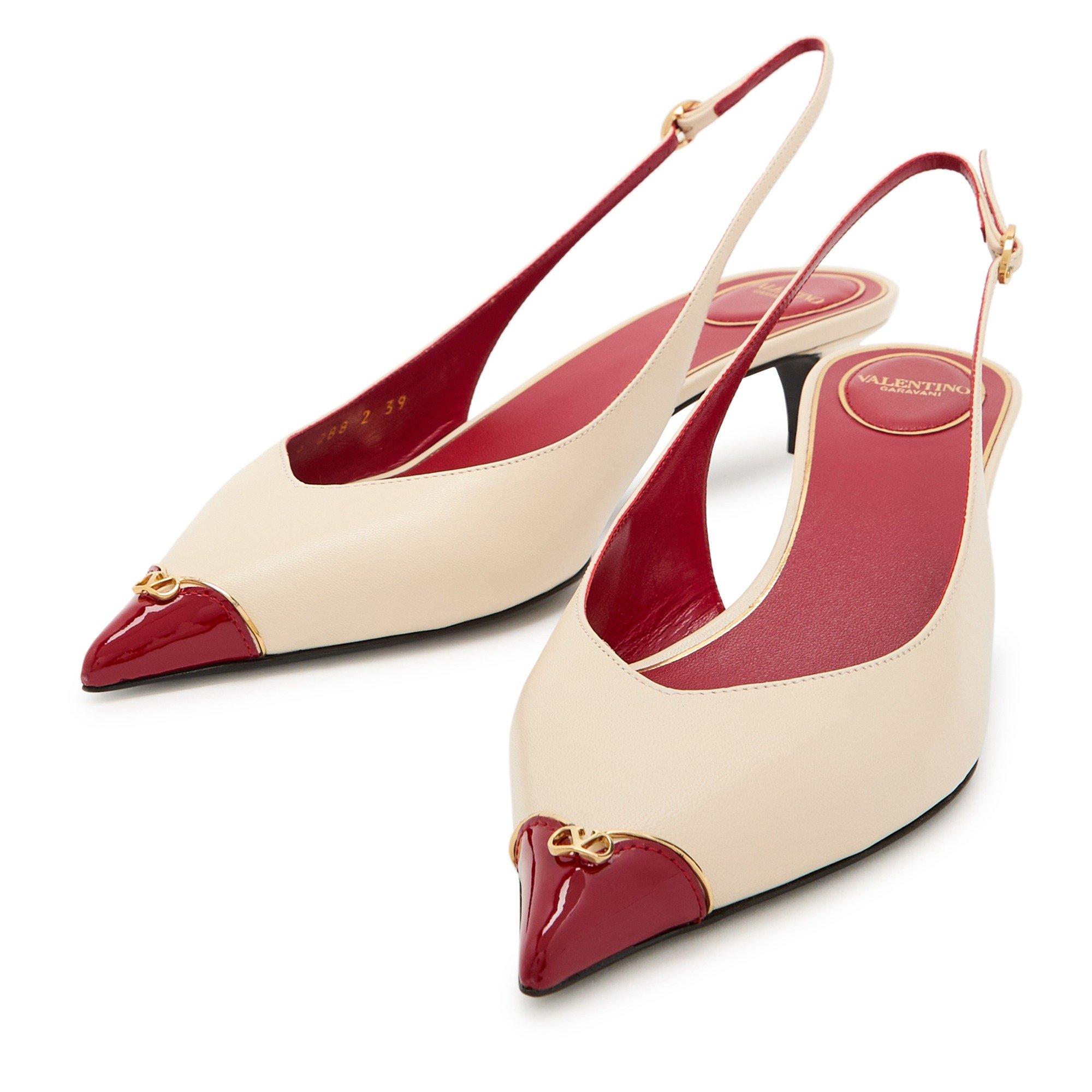 CREAM - Valentino - SLING BACK HEARTIP CAPRETTO/VE - 4
