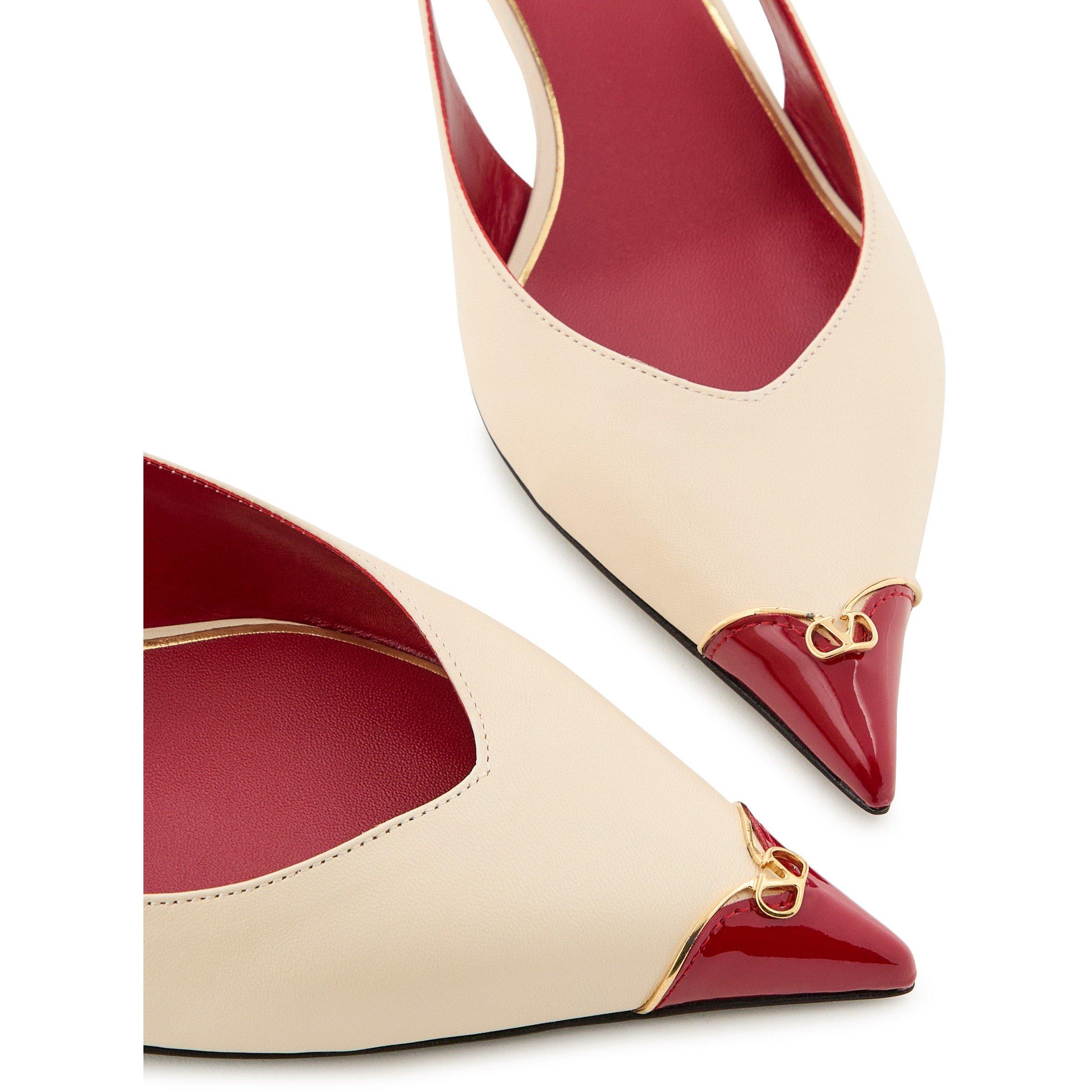 CREAM - Valentino - SLING BACK HEARTIP CAPRETTO/VE - 5