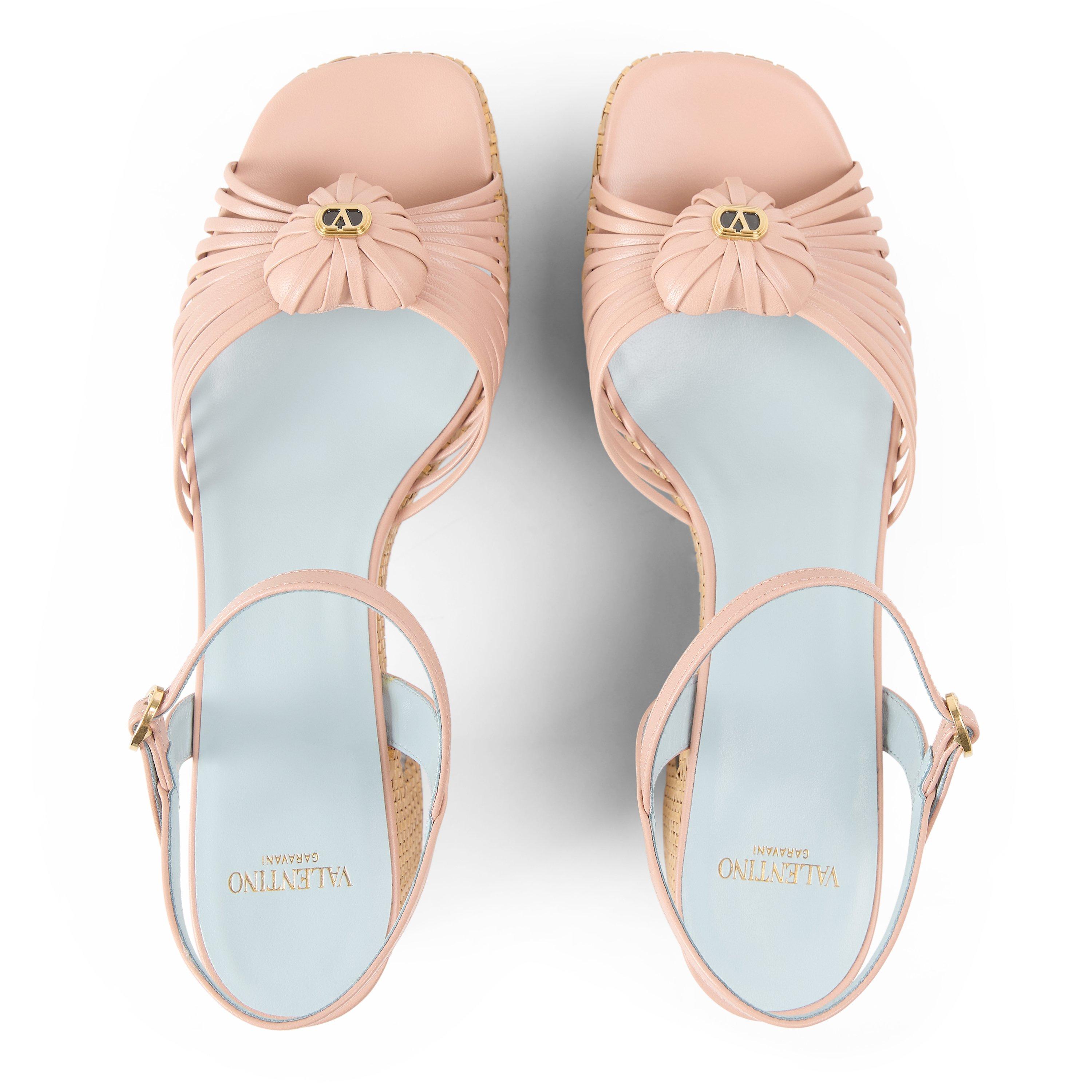 BEIGE - Valentino - Women's Coeur Royal Leather Open-Toe Heeled Sandals - 4