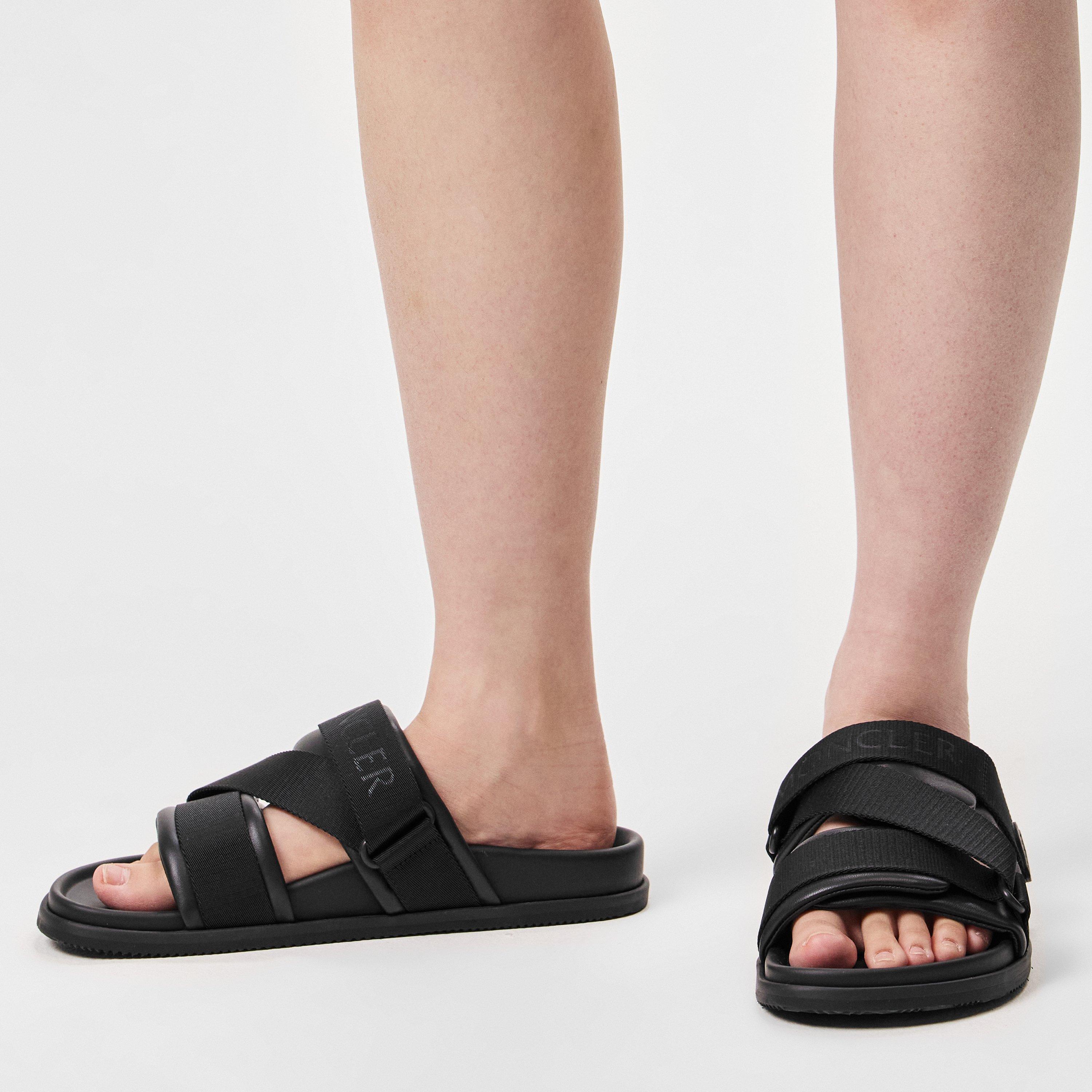 Black 999 - Moncler - Women's Strap Flat Sandals - 3