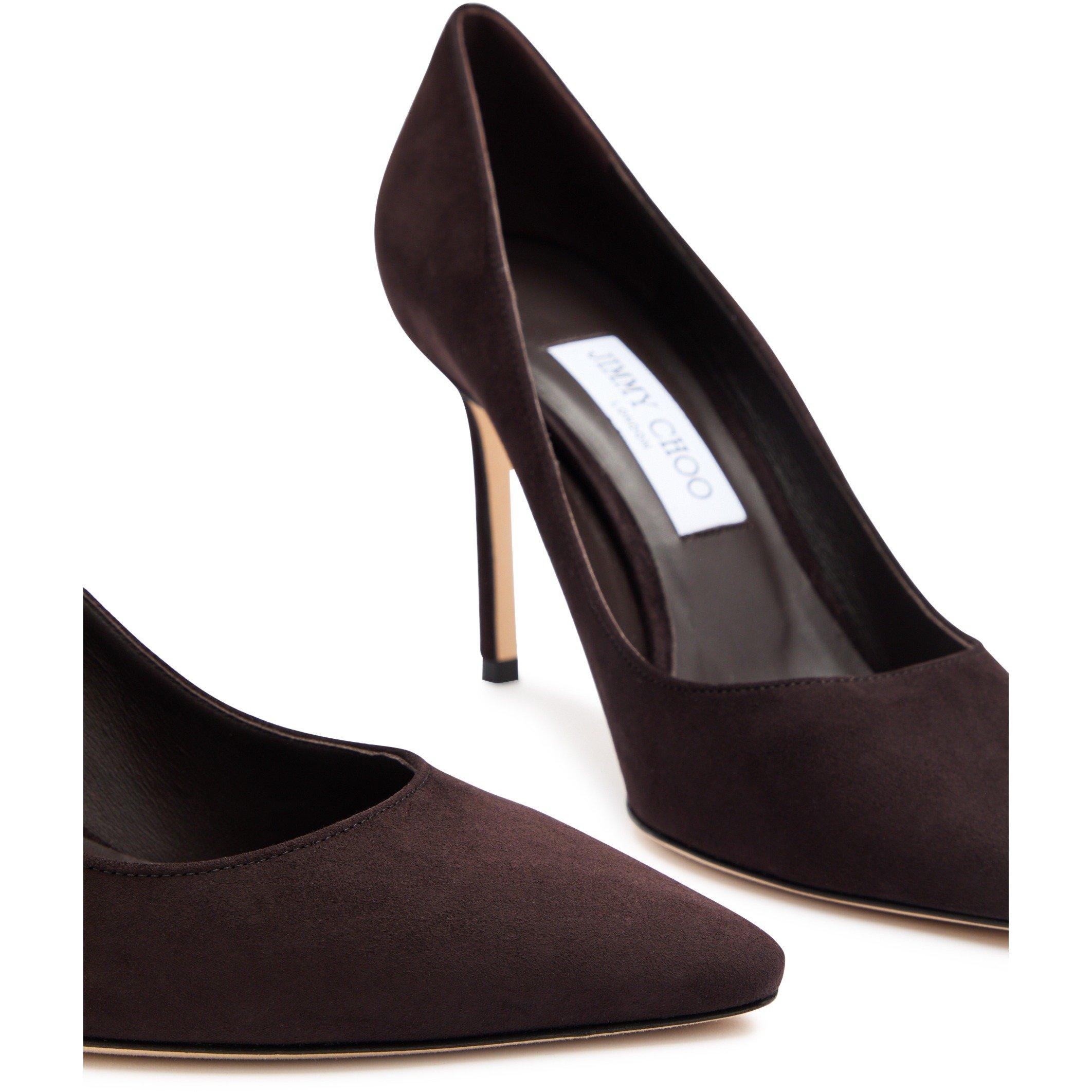 BROWN - Jimmy Choo - Women's Romy 85 Suede Court Shoes - 4