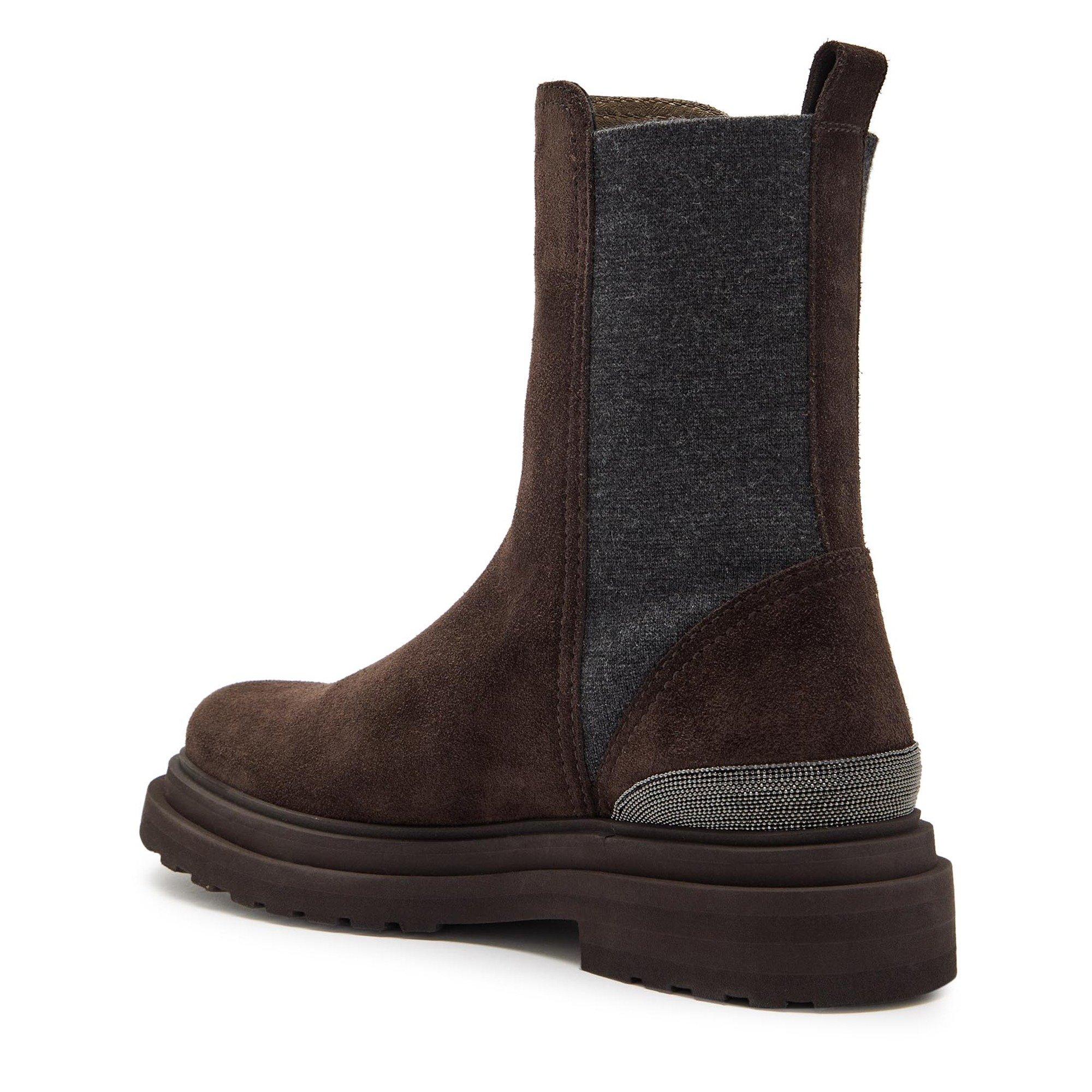 BROWN - Brunello Cucinelli - Women's Suede Chelsea Boots - 2