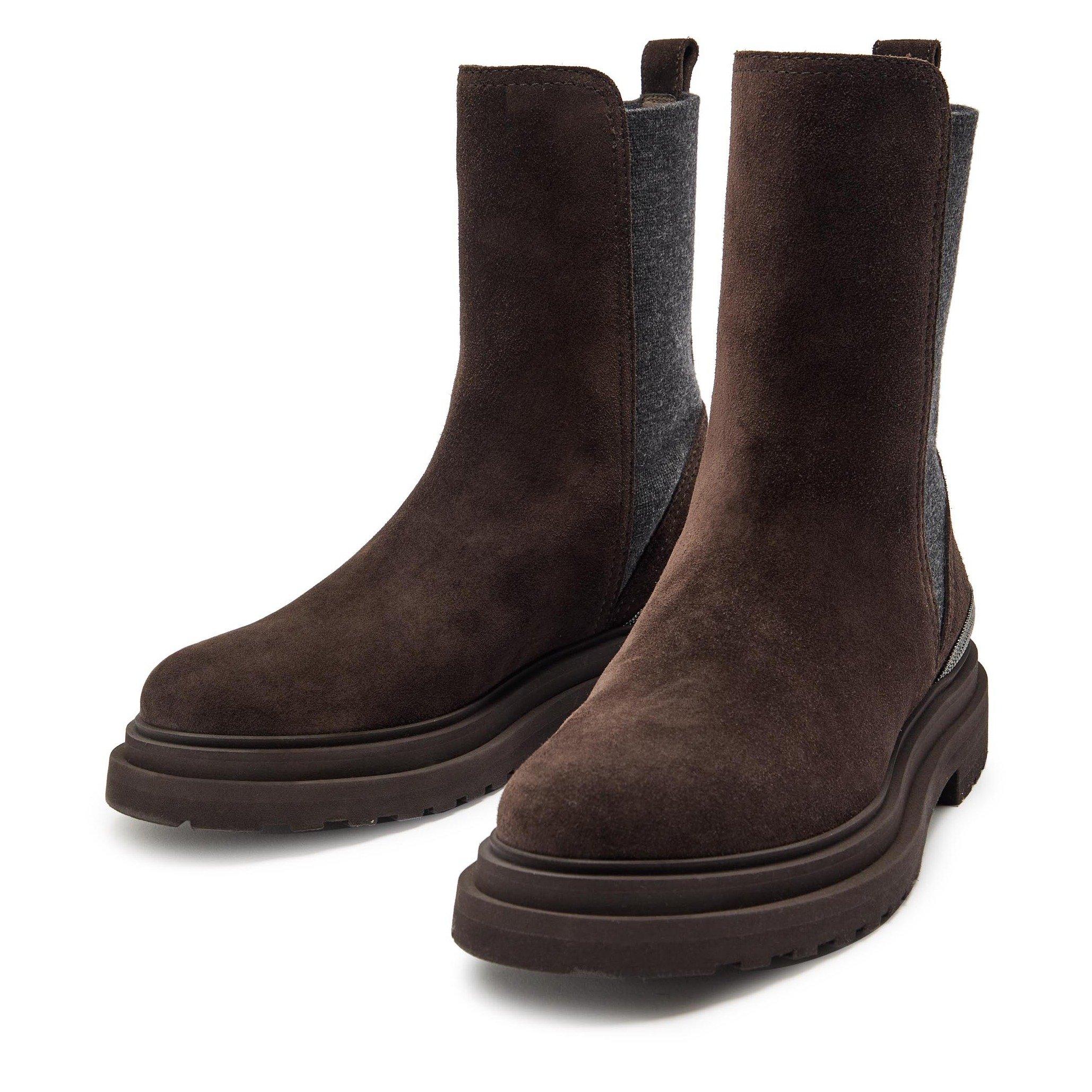 BROWN - Brunello Cucinelli - Women's Suede Chelsea Boots - 4