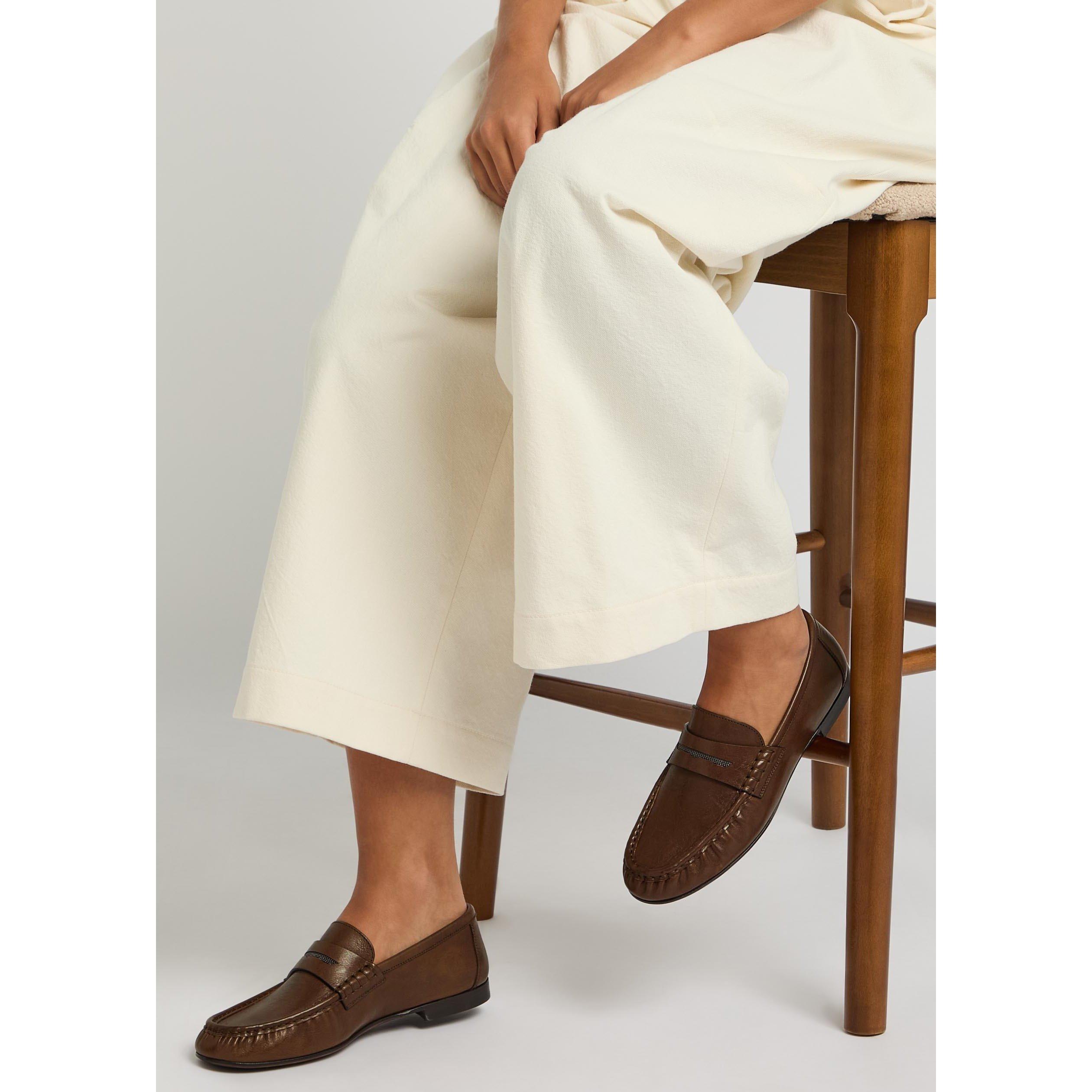 BROWN - Brunello Cucinelli - Women's Leather Loafers - 3