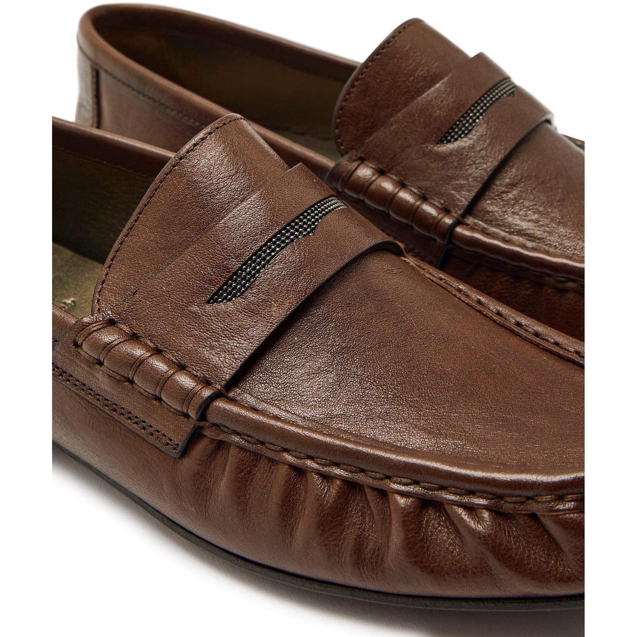 BROWN - Brunello Cucinelli - Women's Leather Loafers - 5