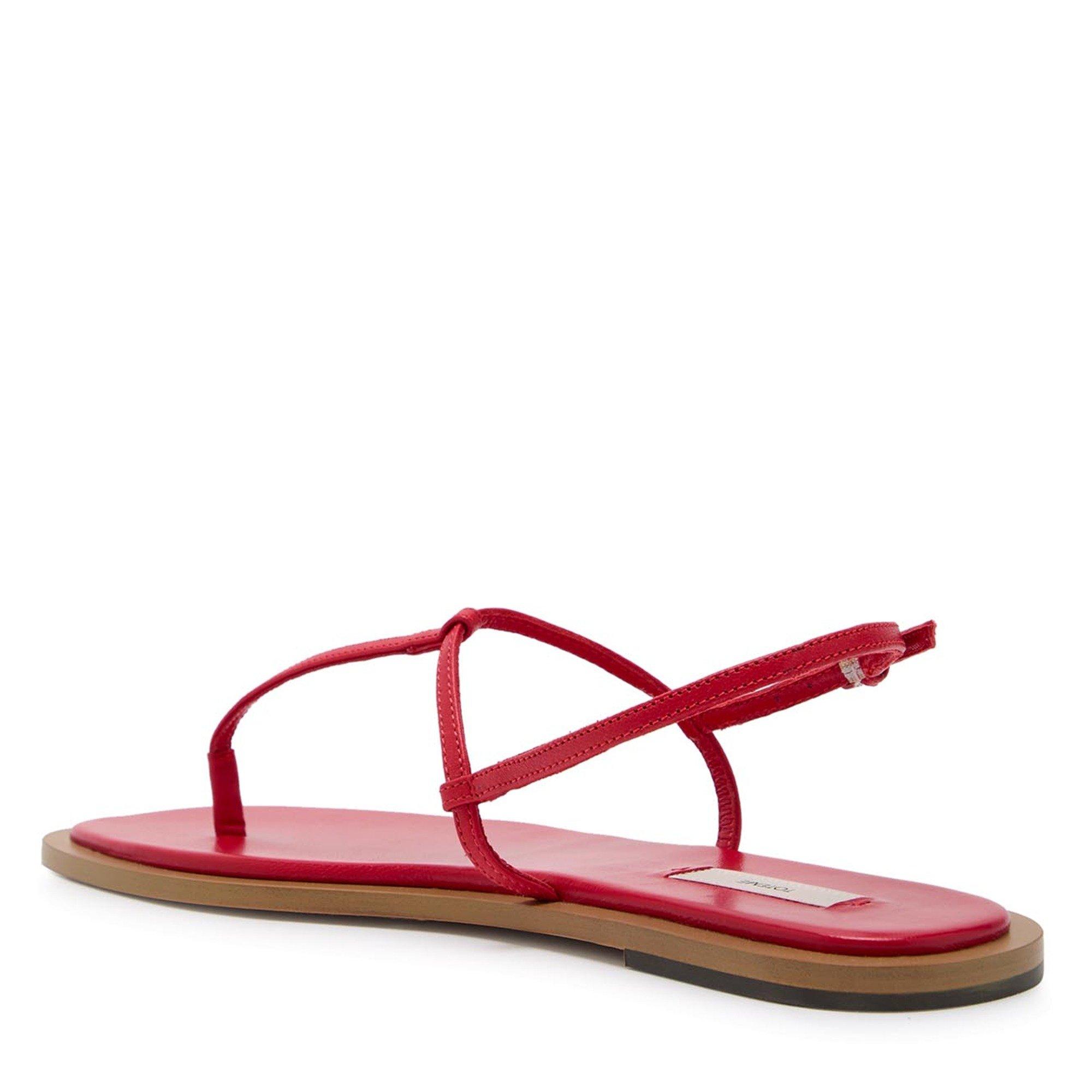 RED - Toteme - Women's T-Strap Nappa Leather Flat Sandals - 2