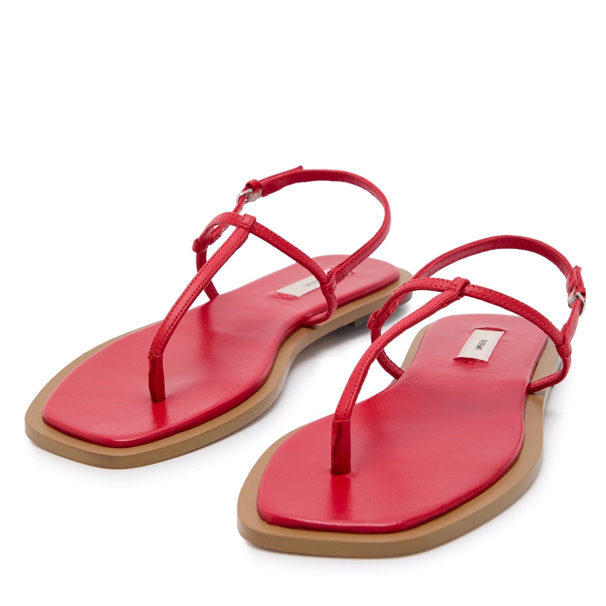 RED - Toteme - Women's T-Strap Nappa Leather Flat Sandals - 4