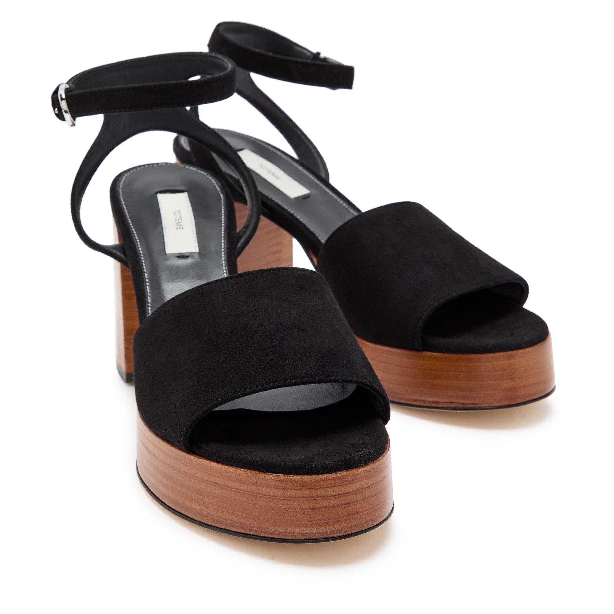 BLACK OTHER - Toteme - Women's Suede Heeled Platform Sandals - 4