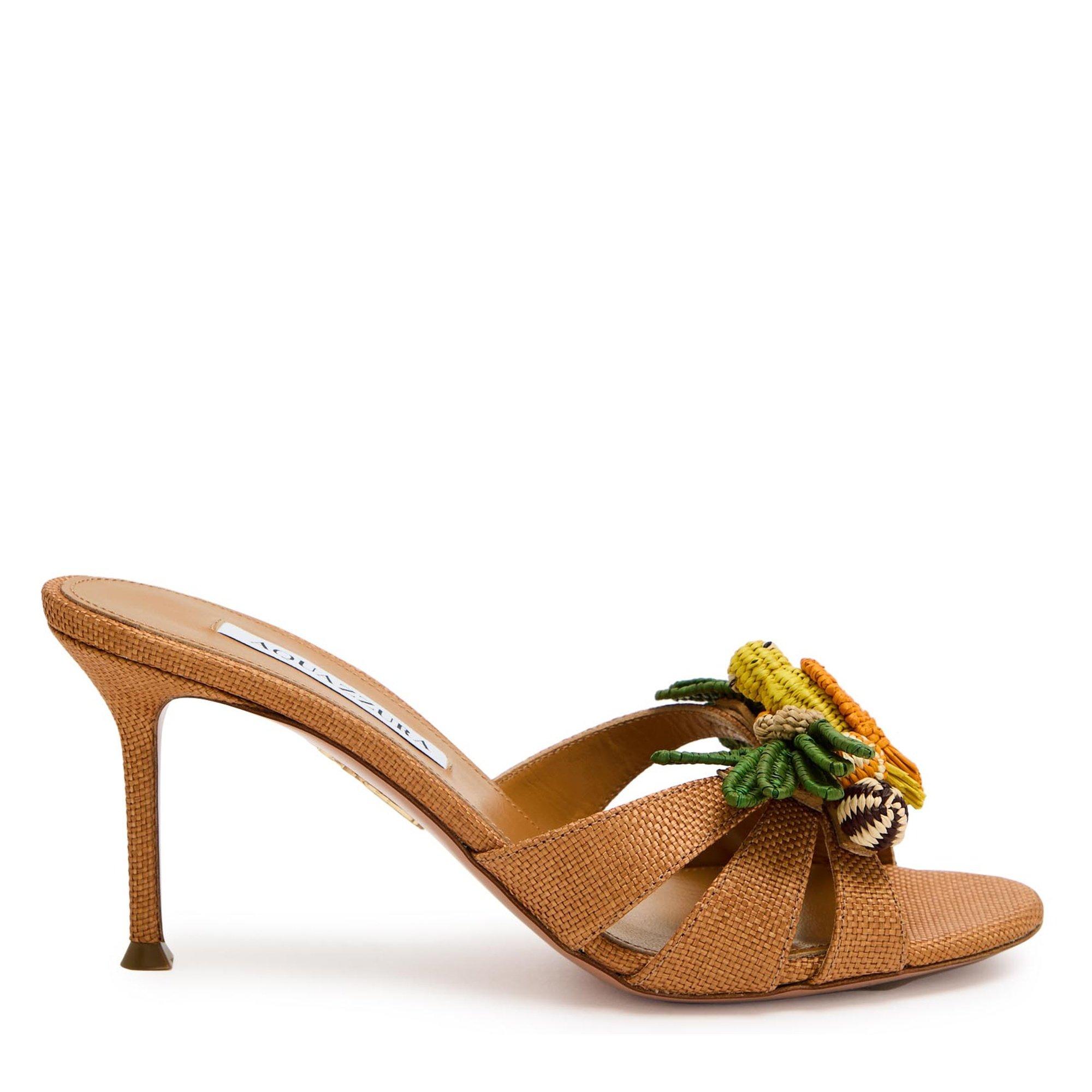CAMEL - Aquazzura - Women's Birdsong 75 Heeled Mules - 1