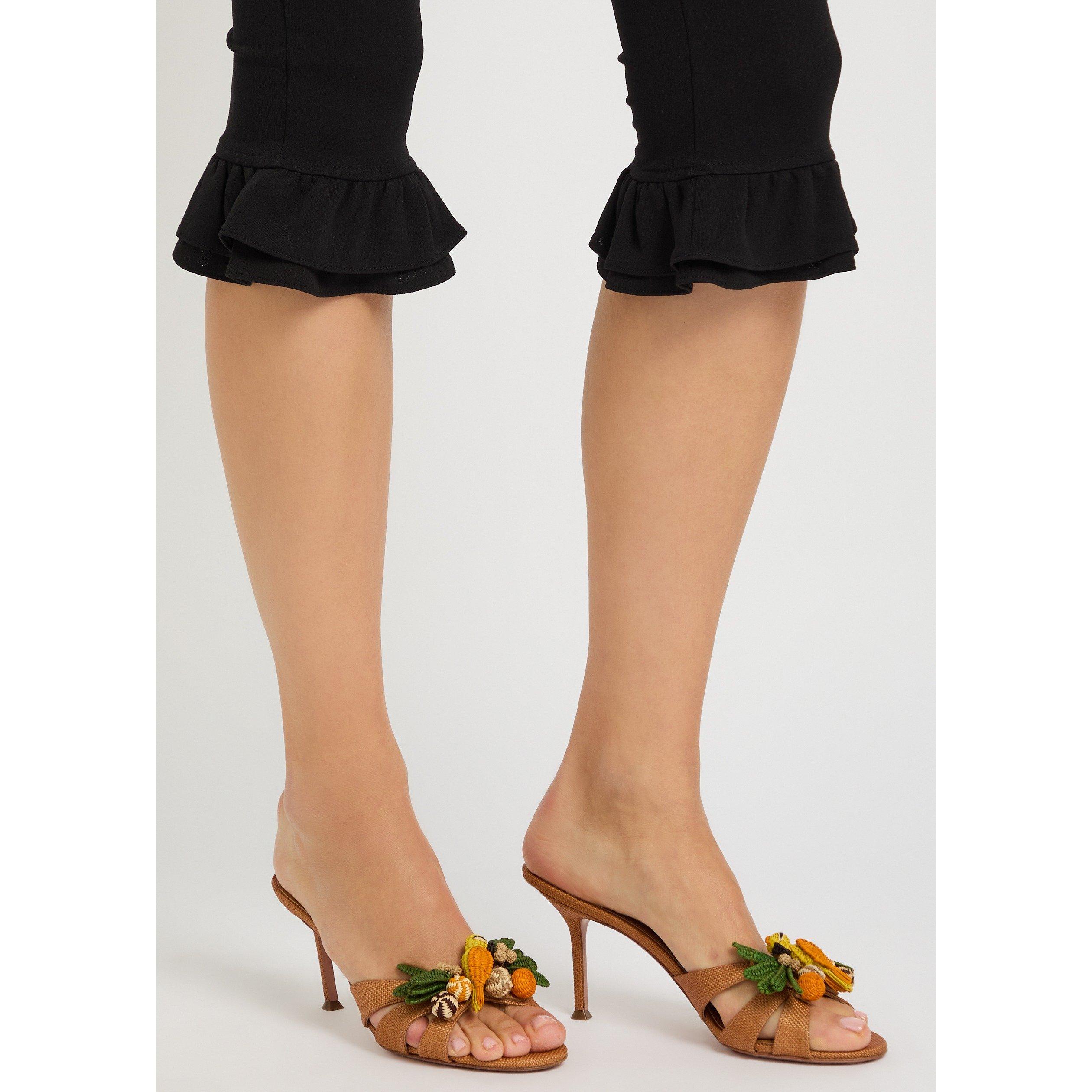 CAMEL - Aquazzura - Women's Birdsong 75 Heeled Mules - 3