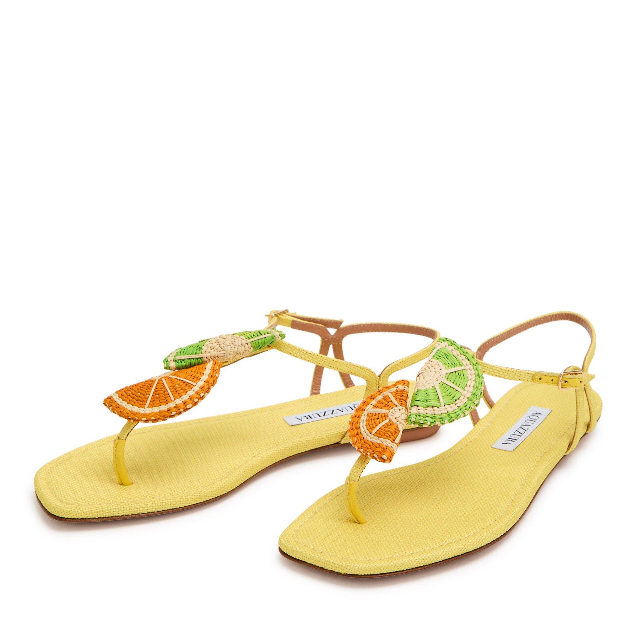 YELLOW - Aquazzura - Women's Citrus Sugar Flat Sandals - 4